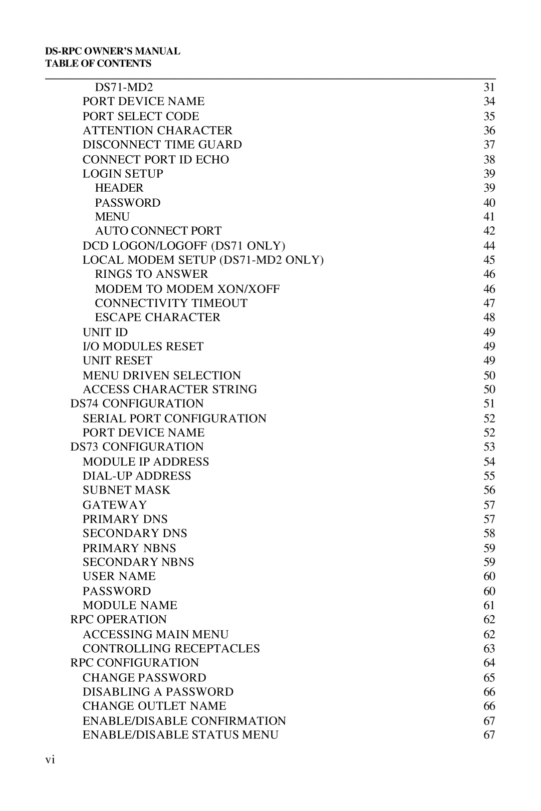 Bay Technical Associates DS73, DS2-RPC, DS4-RPC, DS2-RPC DS4-RPC owner manual DS71-MD2 