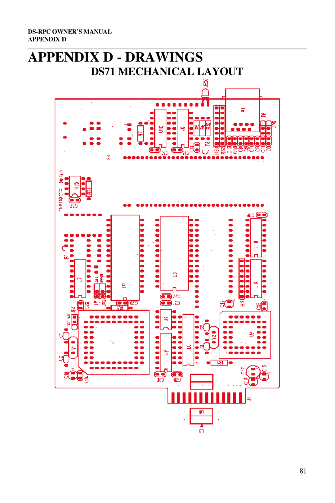 Bay Technical Associates DS2-RPC DS4-RPC, DS73, DS2-RPC, DS4-RPC owner manual Appendix D Drawings, DS71 Mechanical Layout 