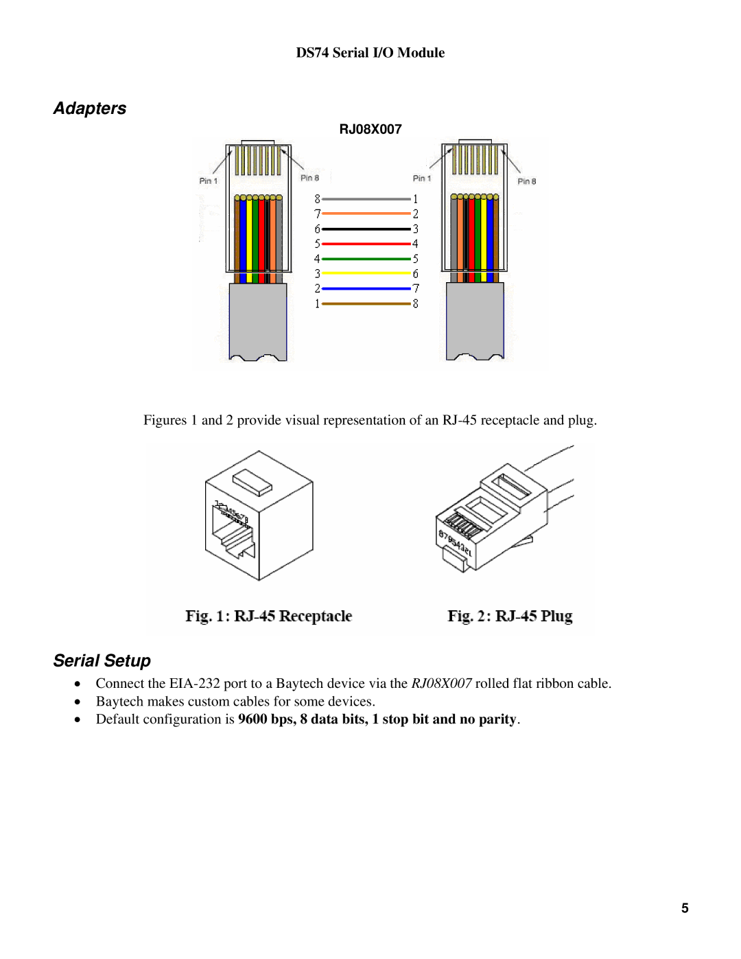 Bay Technical Associates DS74 manual Adapters, Serial Setup 