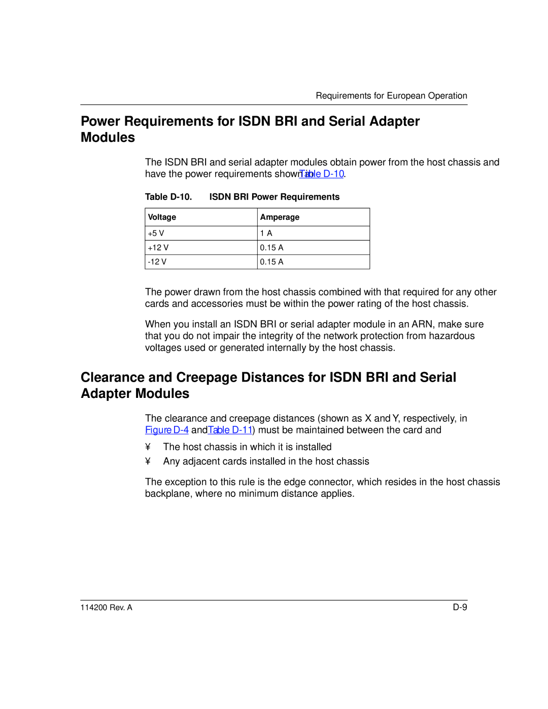 Bay Technical Associates none manual Power Requirements for Isdn BRI and Serial Adapter Modules, Amperage 