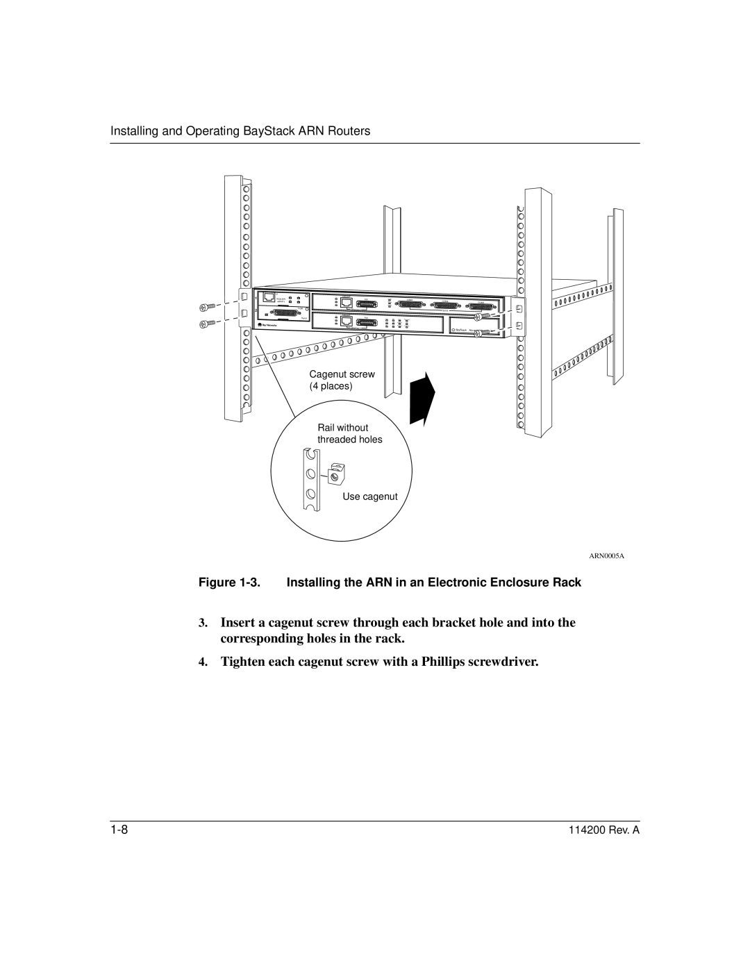 Bay Technical Associates none manual Installing the ARN in an Electronic Enclosure Rack 