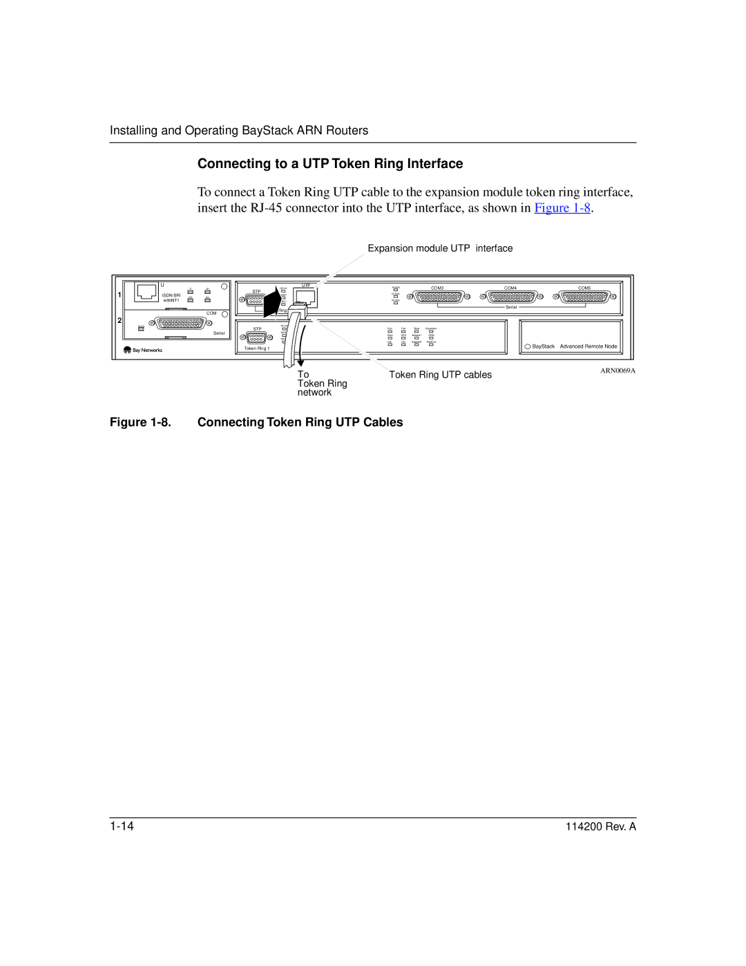 Bay Technical Associates none manual Connecting to a UTP Token Ring Interface, Connecting Token Ring UTP Cables 