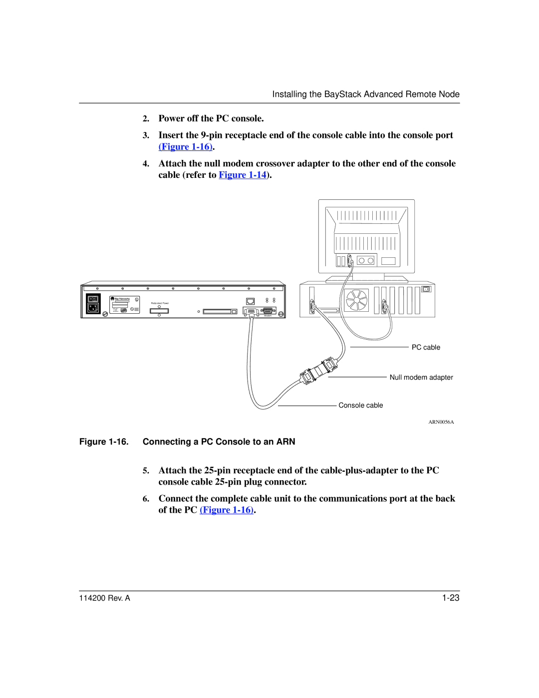 Bay Technical Associates none manual Connecting a PC Console to an ARN 