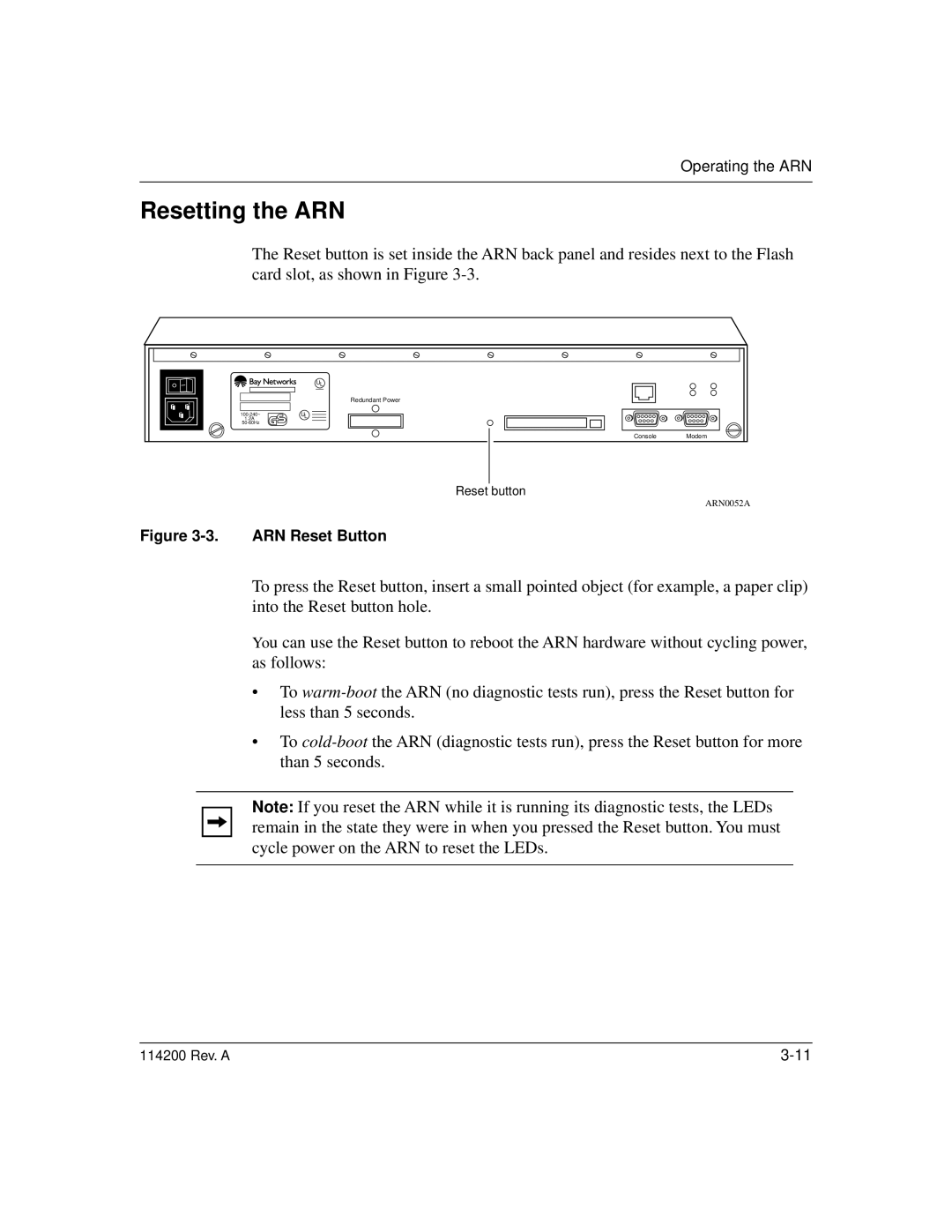 Bay Technical Associates none manual Resetting the ARN, ARN Reset Button 