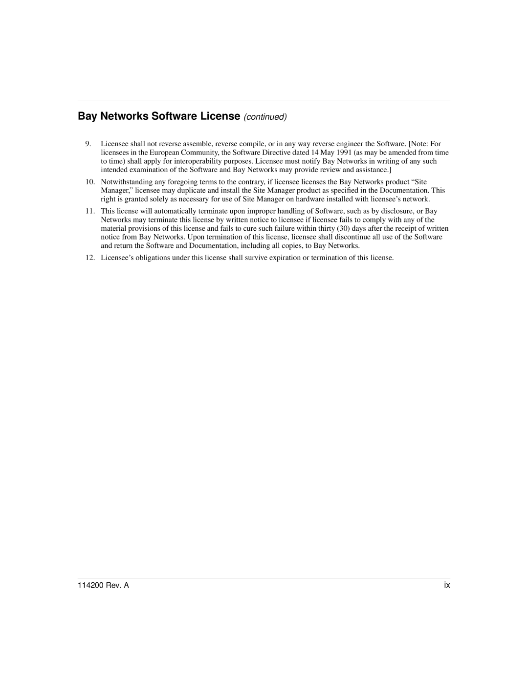 Bay Technical Associates none manual Bay Networks Software License 