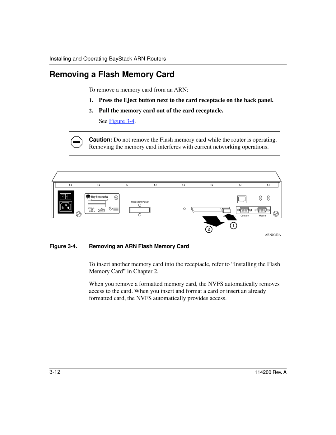 Bay Technical Associates none manual Removing a Flash Memory Card, Removing an ARN Flash Memory Card 