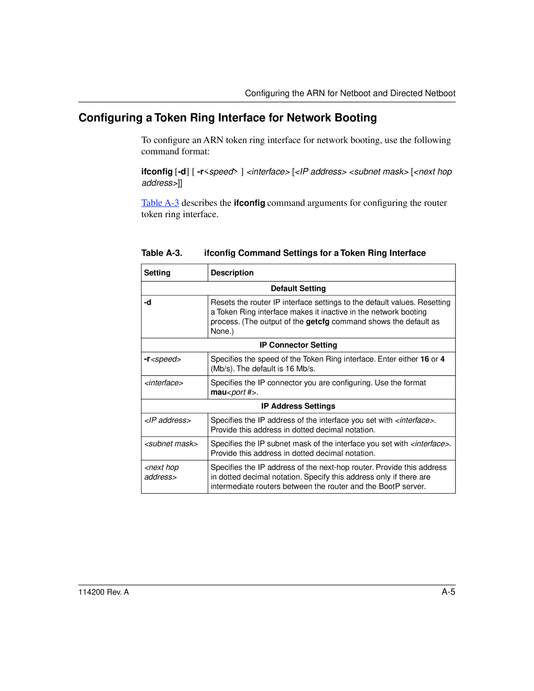 Bay Technical Associates none manual Conﬁguring a Token Ring Interface for Network Booting, Rspeed 