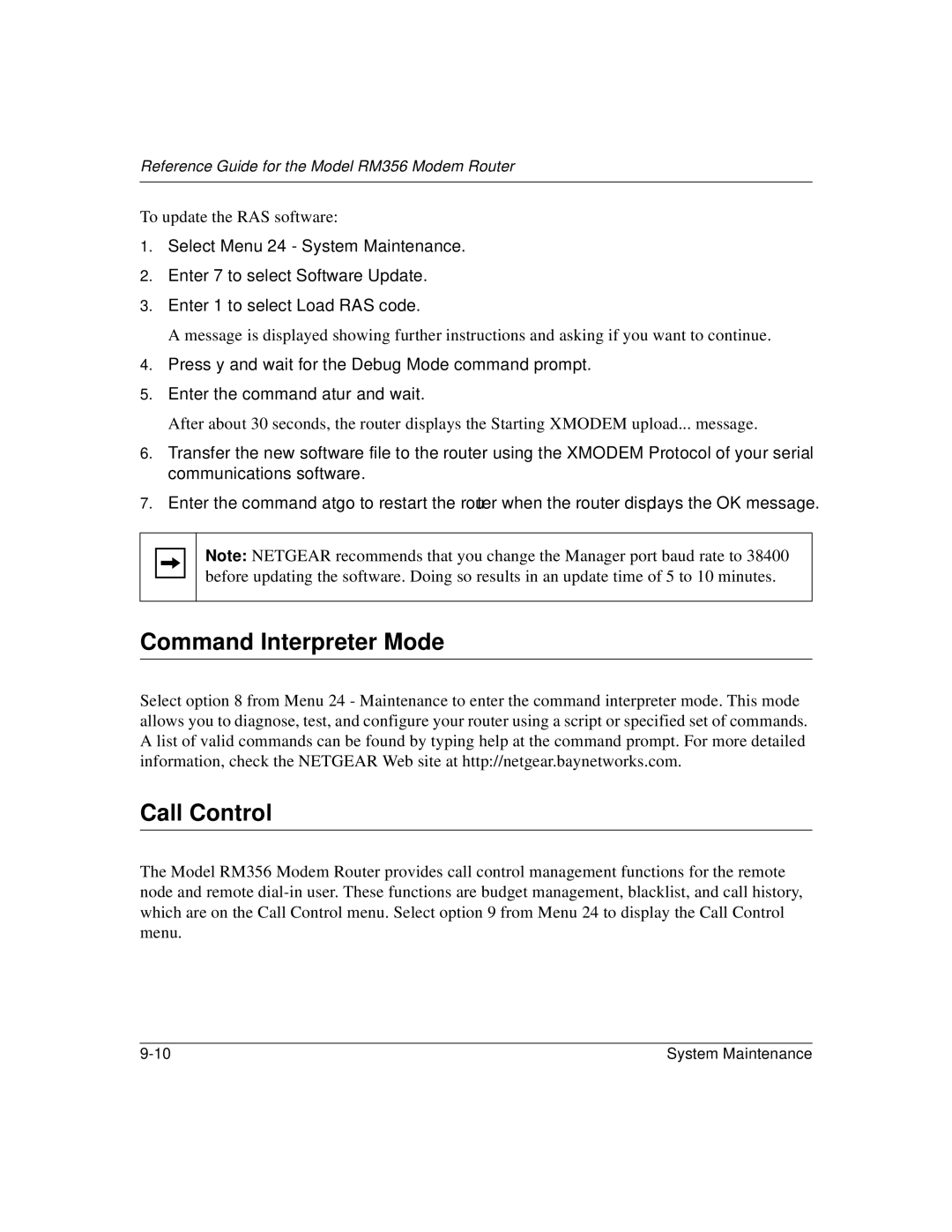 Bay Technical Associates RM356 manual Command Interpreter Mode, Call Control 