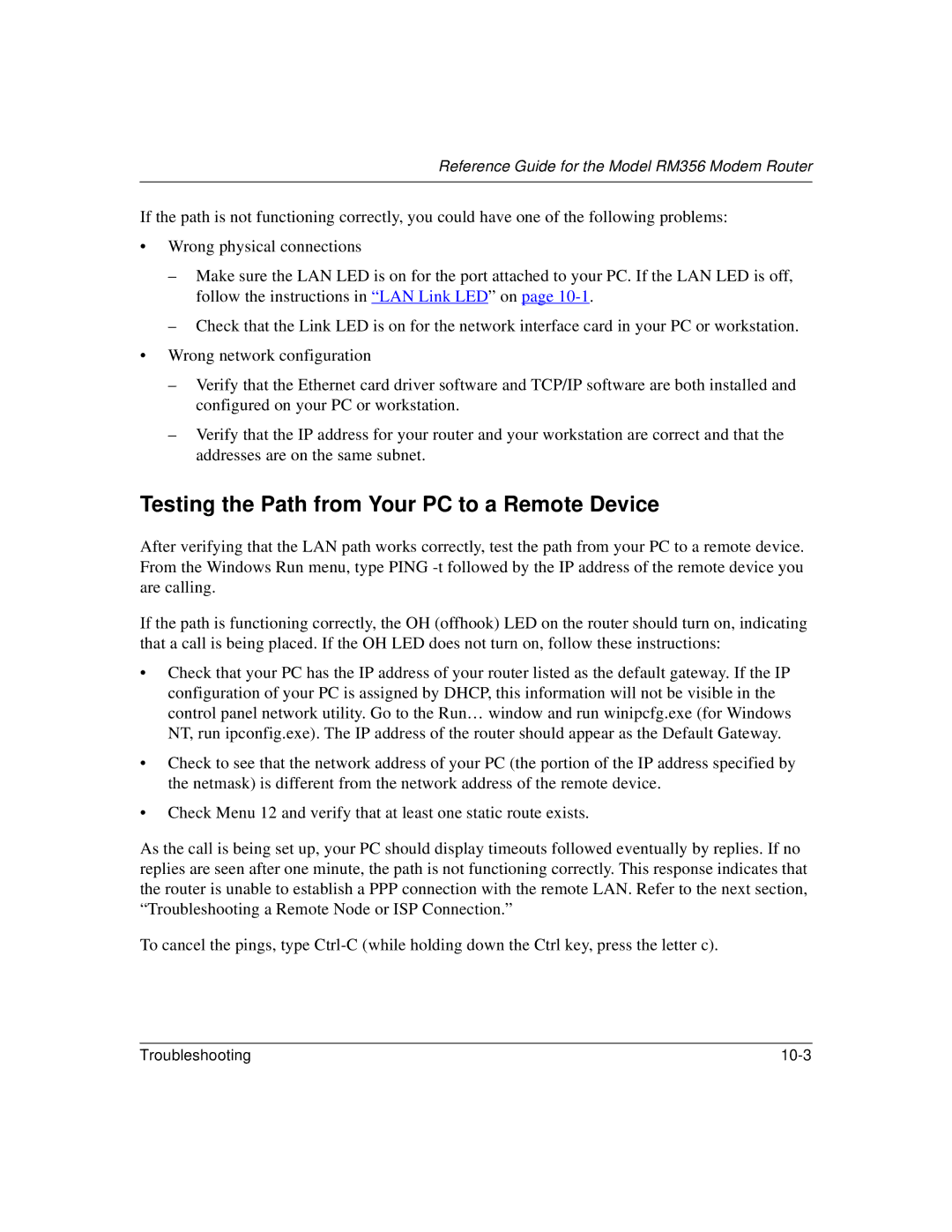 Bay Technical Associates RM356 manual Testing the Path from Your PC to a Remote Device 