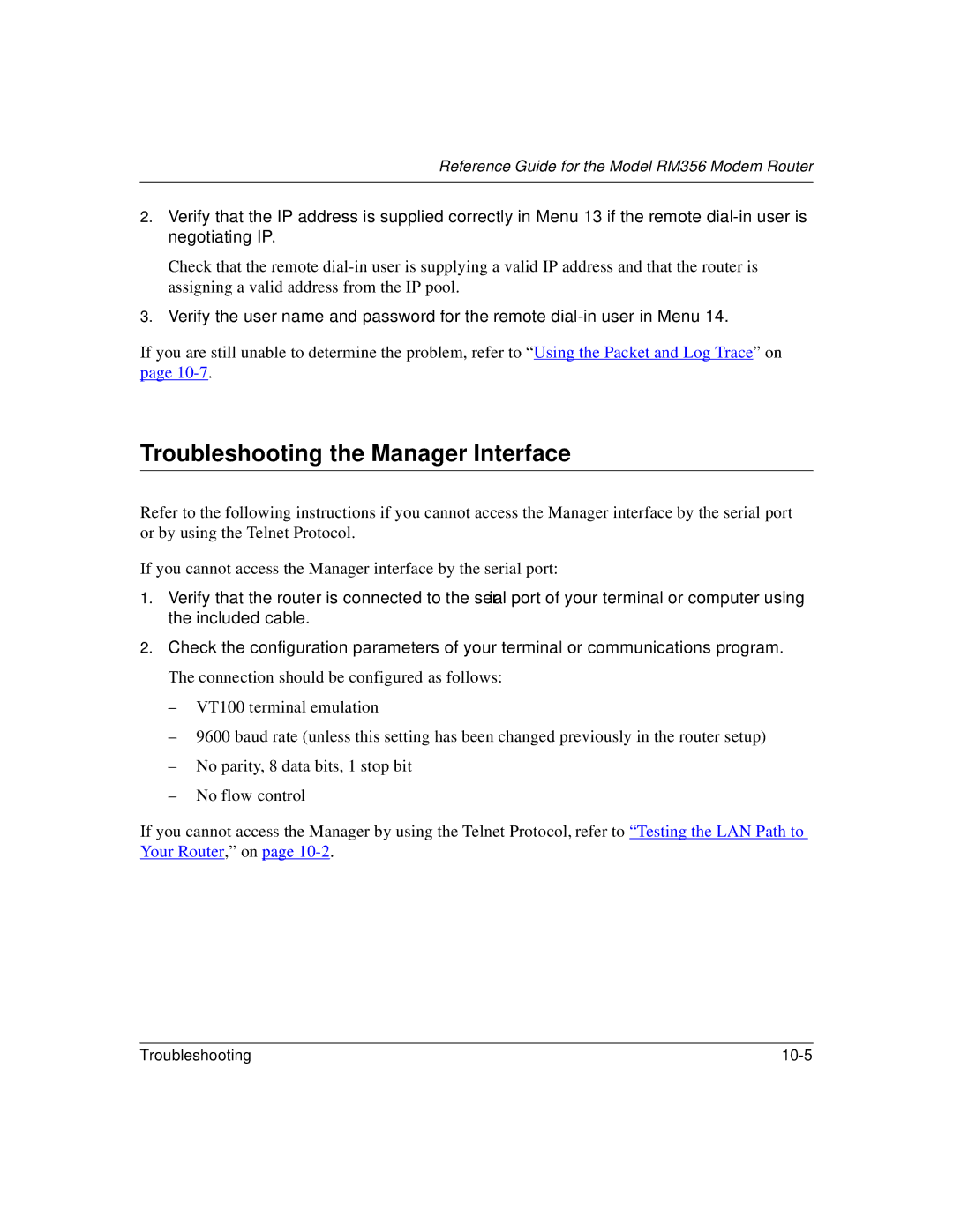 Bay Technical Associates RM356 manual Troubleshooting the Manager Interface 