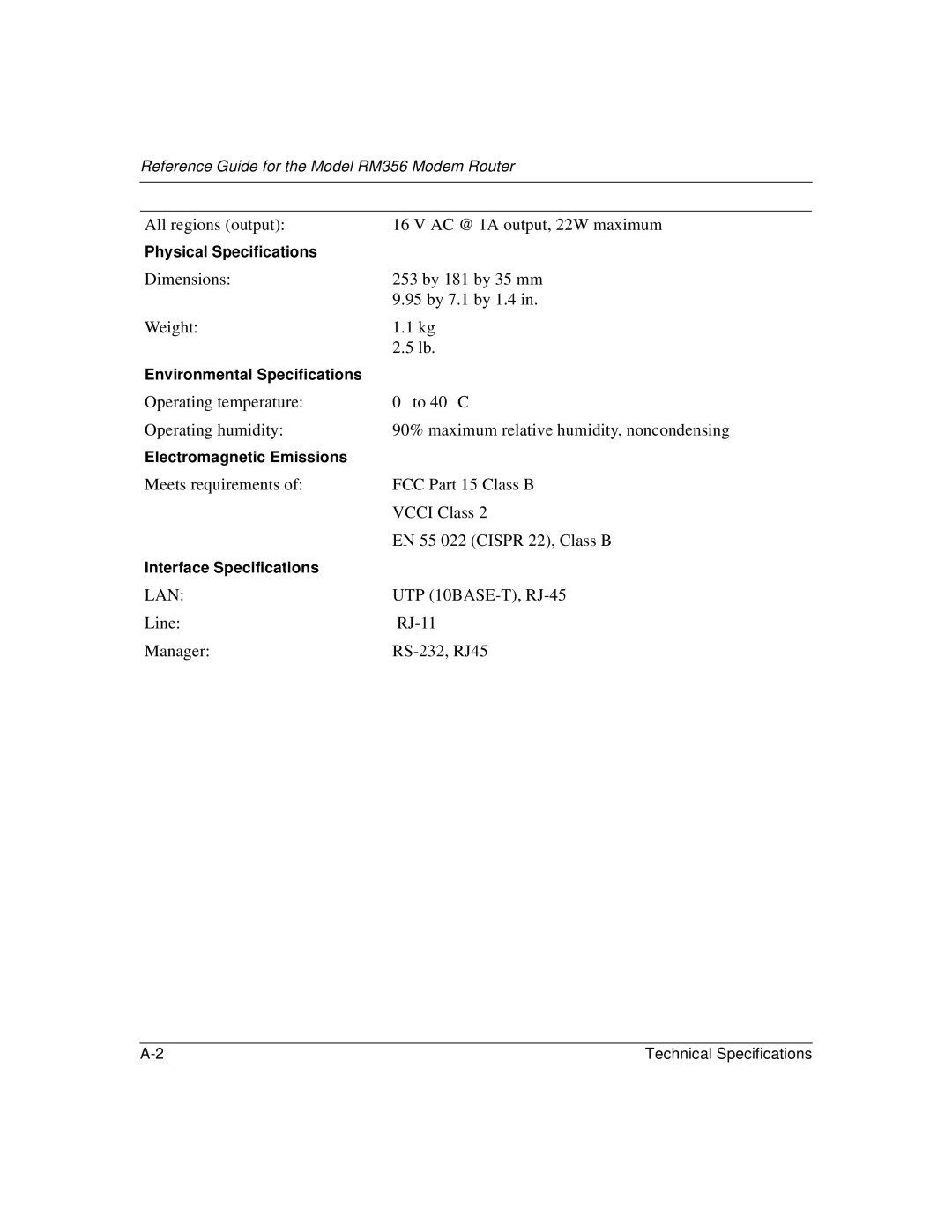 Bay Technical Associates RM356 manual Physical Specifications, Environmental Specifications, Electromagnetic Emissions 