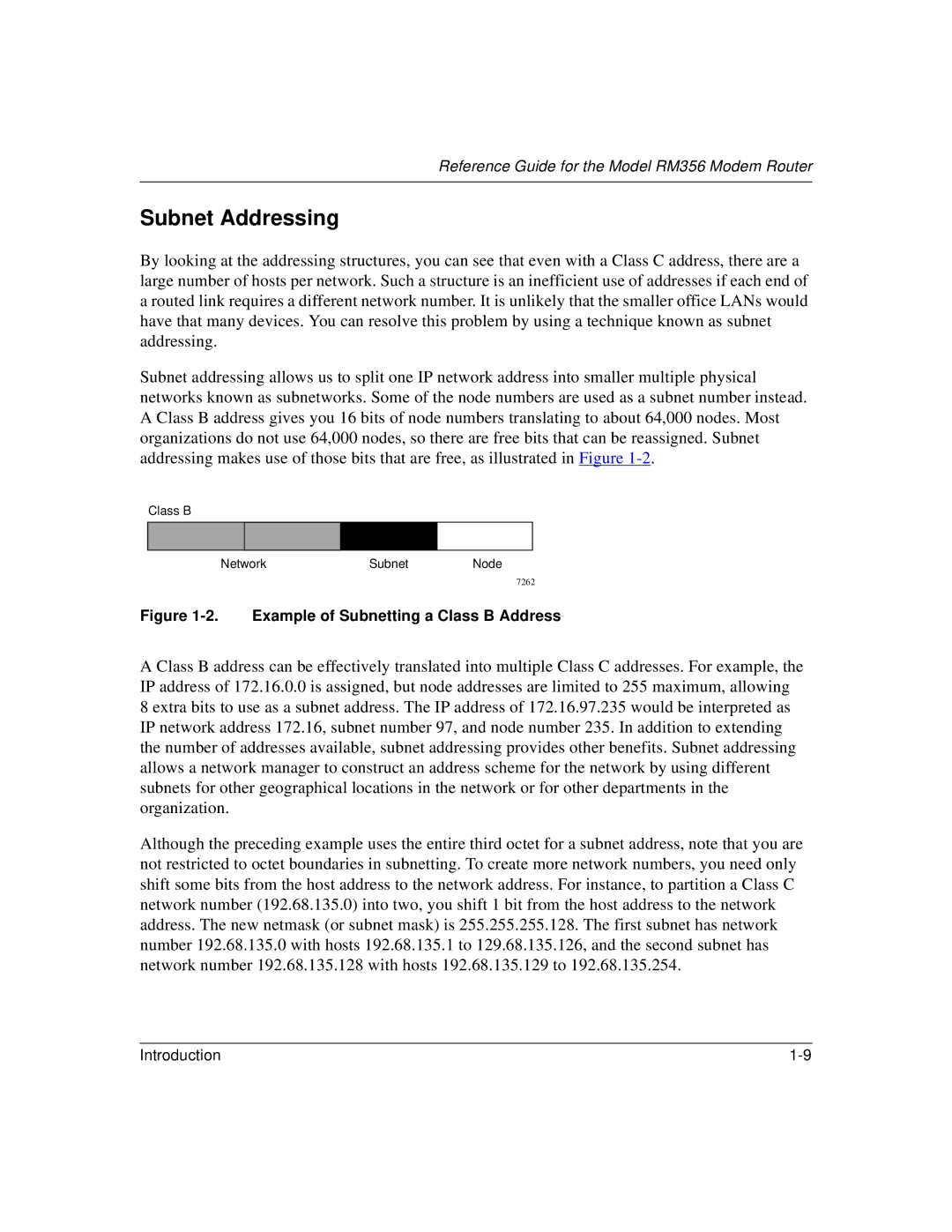 Bay Technical Associates RM356 manual Subnet Addressing, Example of Subnetting a Class B Address 