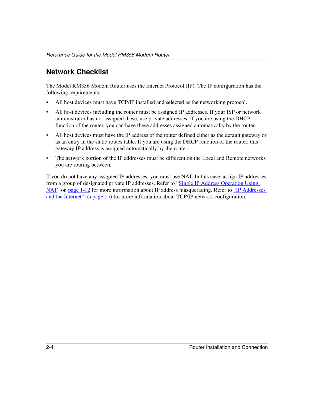 Bay Technical Associates RM356 manual Network Checklist 