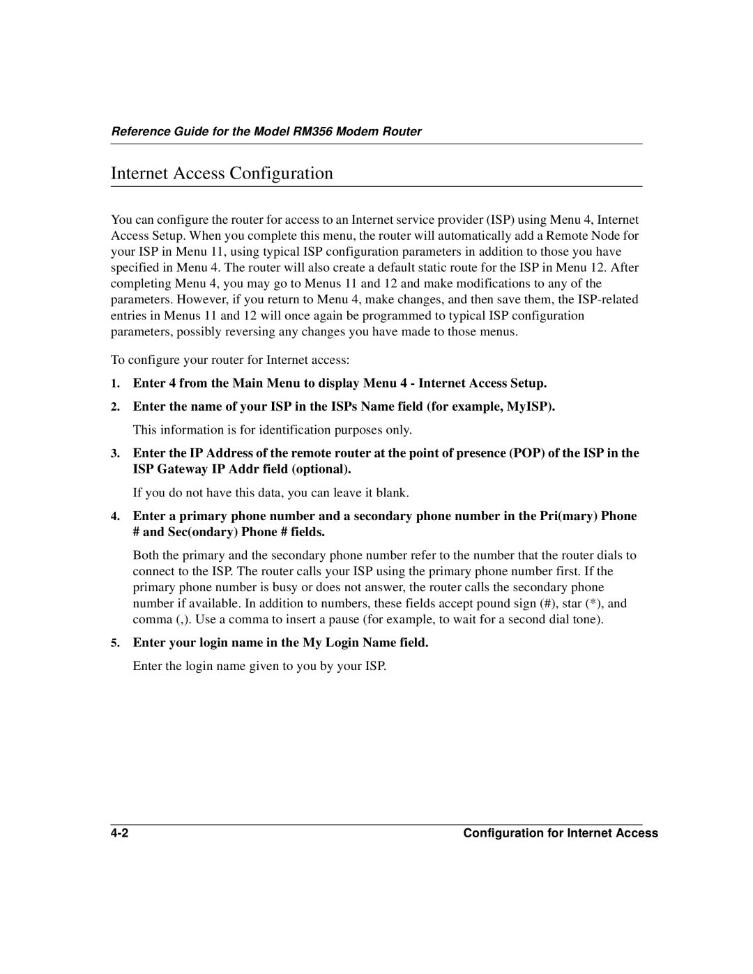 Bay Technical Associates RM356 manual Internet Access Configuration 