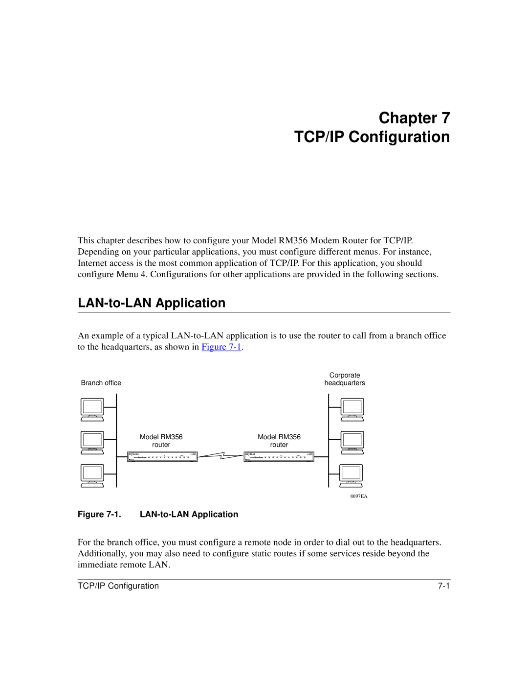 Bay Technical Associates RM356 manual Chapter TCP/IP Configuration, LAN-to-LAN Application 