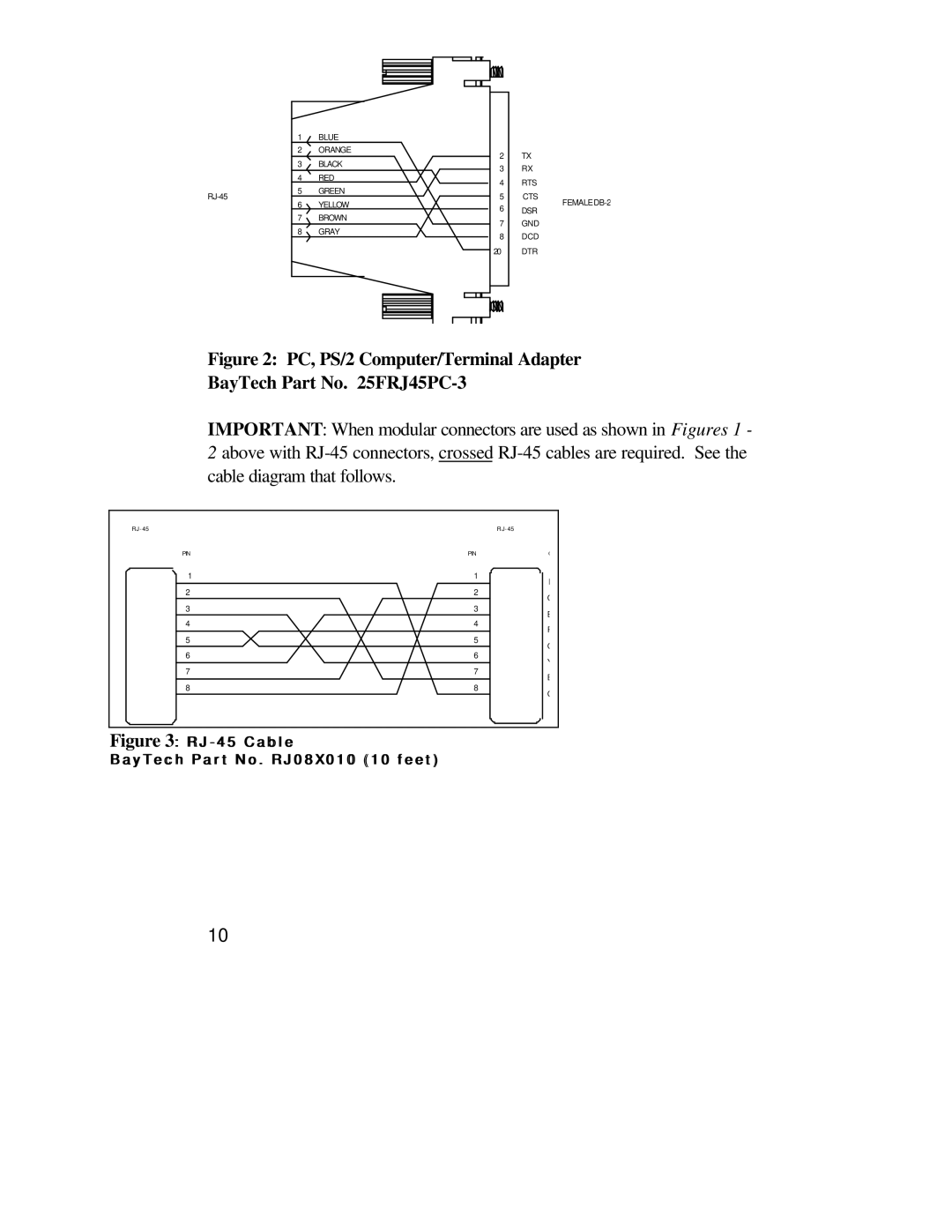 Bay Technical Associates U140E116-02 owner manual RJ-45 Cable BayTech Part No. RJ08X010 10 feet 