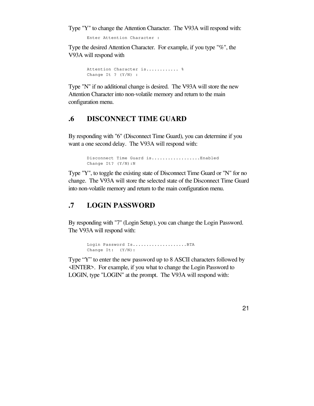 Bay Technical Associates U140E116-02 owner manual Disconnect Time Guard, Login Password 