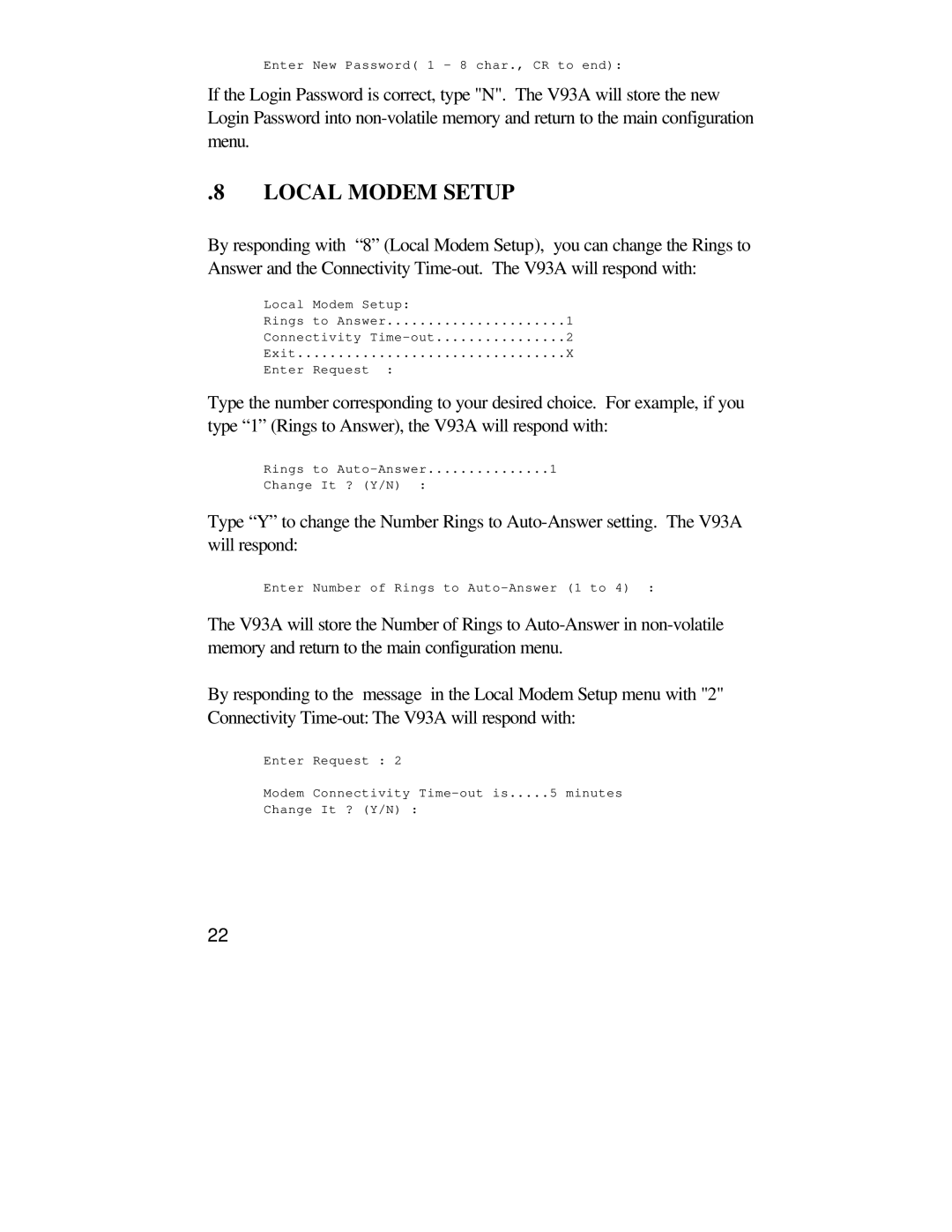 Bay Technical Associates U140E116-02 owner manual Local Modem Setup 