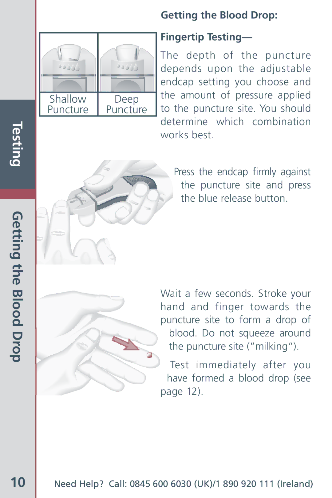 Bayer HealthCare Blood Glucose Meter manual Getting the Blood Drop Fingertip Testing 