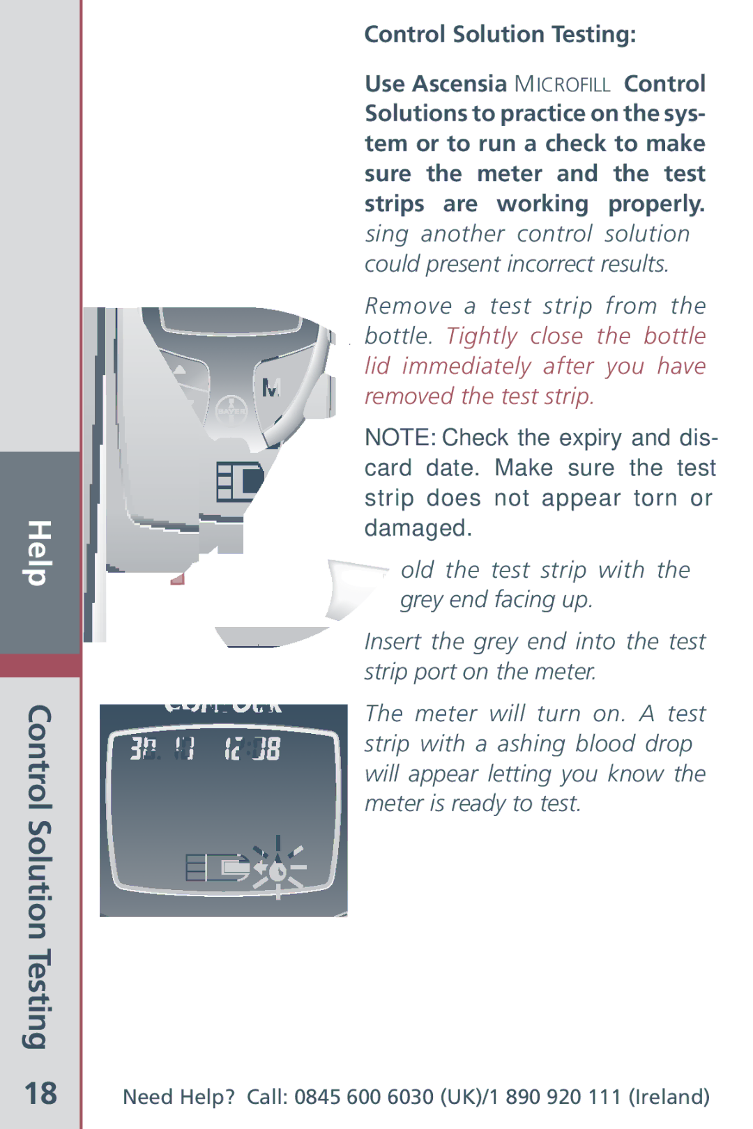 Bayer HealthCare Blood Glucose Meter manual Control Solution Testing 