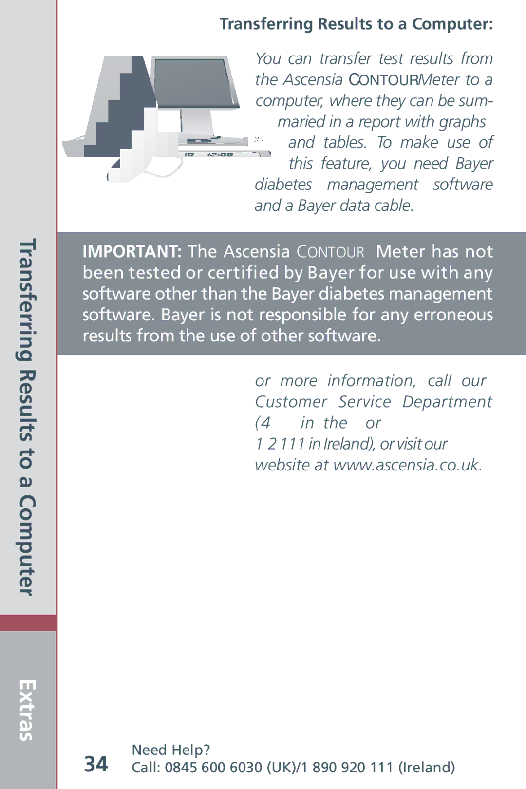 Bayer HealthCare Blood Glucose Meter manual Transferring Results to a Computer 