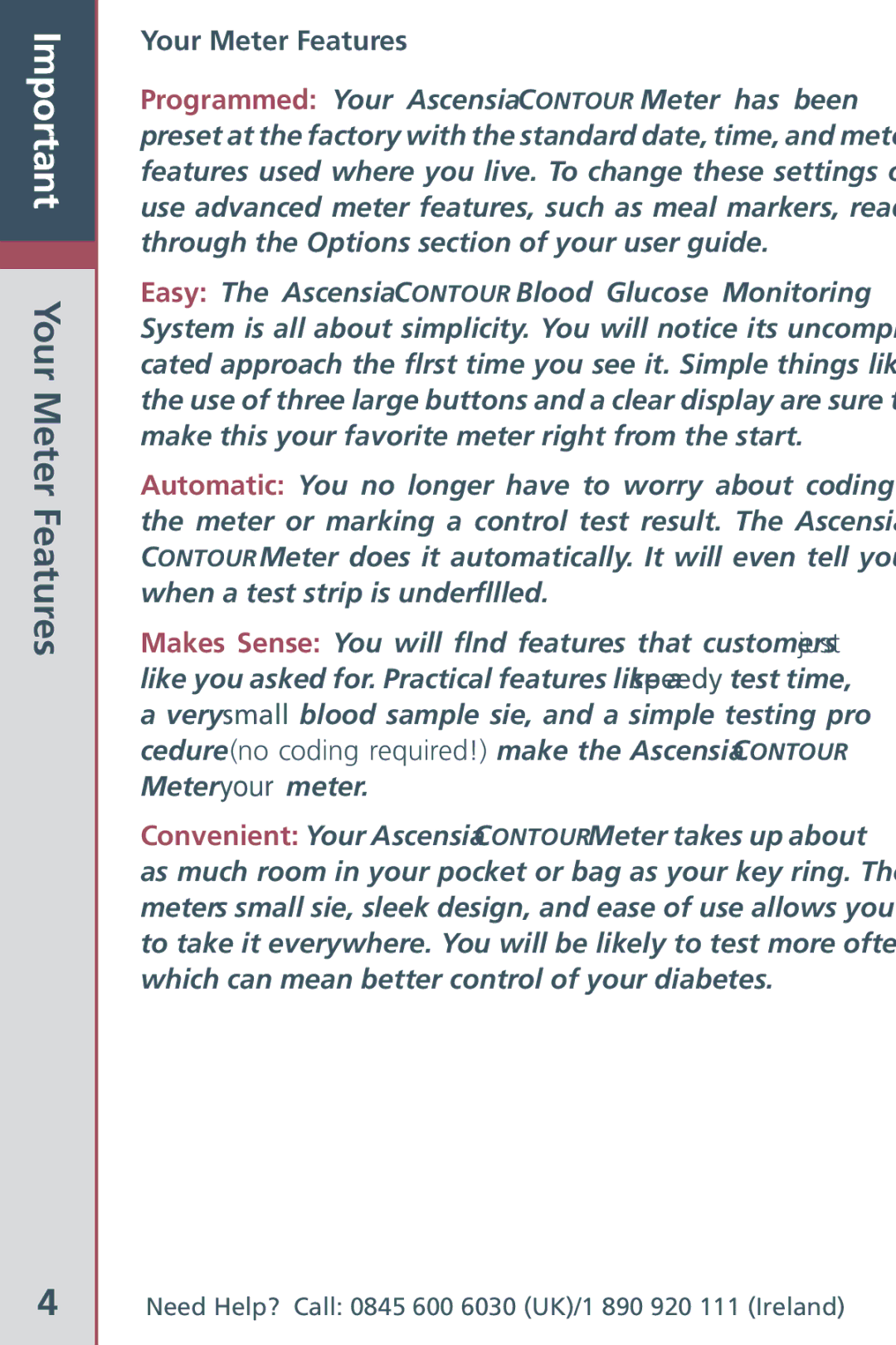 Bayer HealthCare Blood Glucose Meter manual Important Your Meter Features 