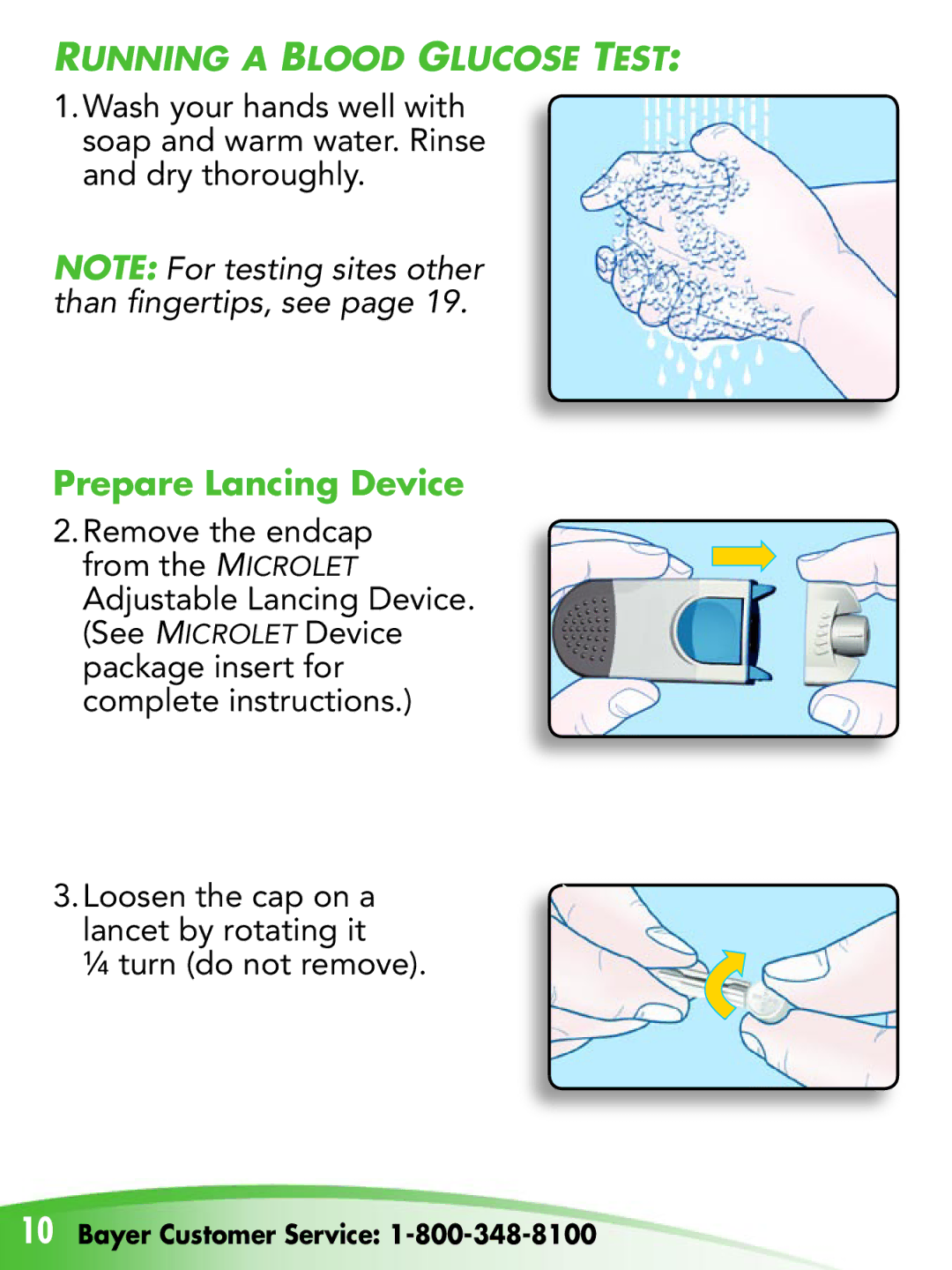 Bayer HealthCare Breeze 2 manual RunnIng a blood gluCose TesT, Prepare Lancing Device 