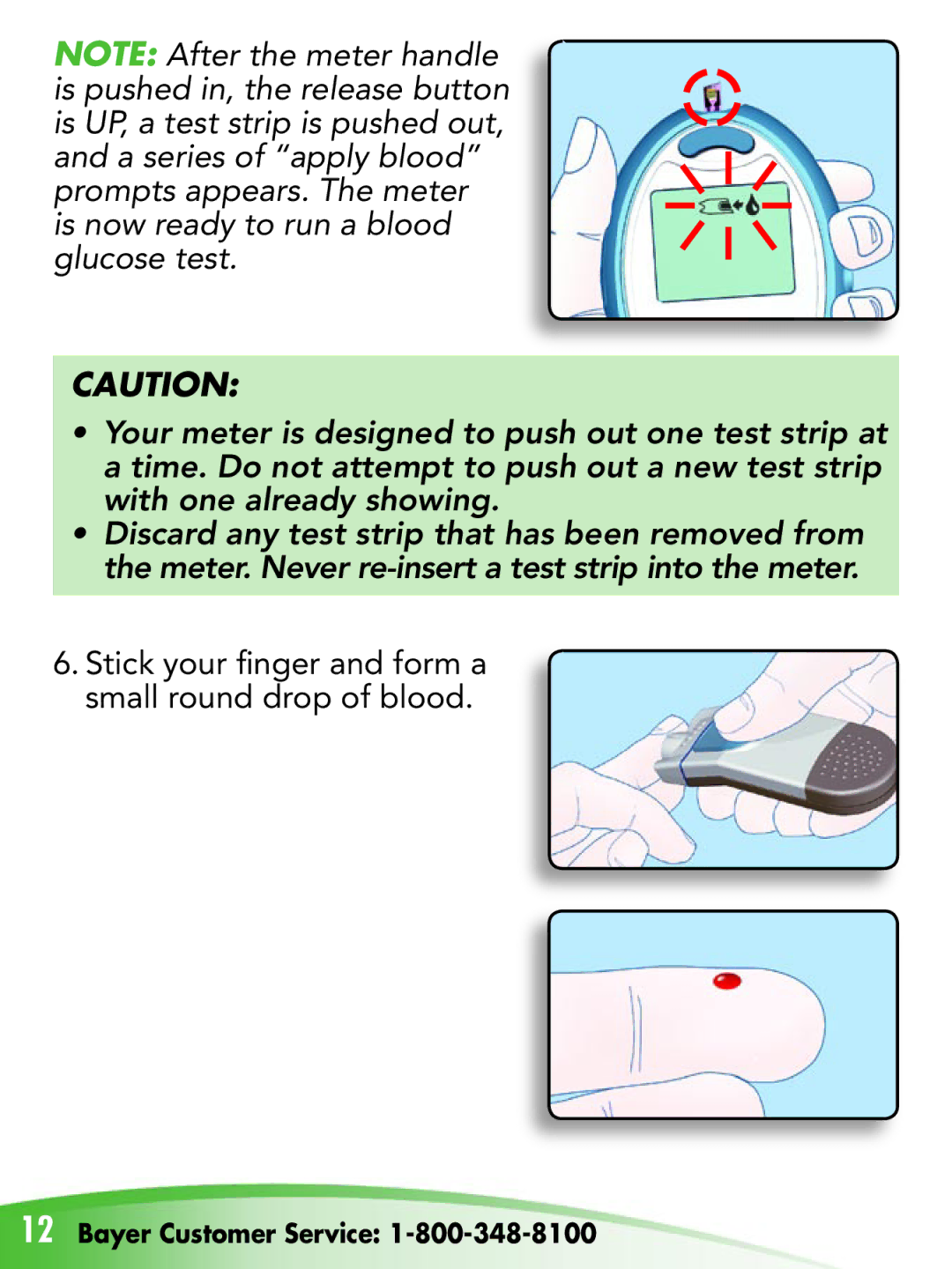 Bayer HealthCare Breeze 2 manual Stick your fi nger and form a small round drop of blood 