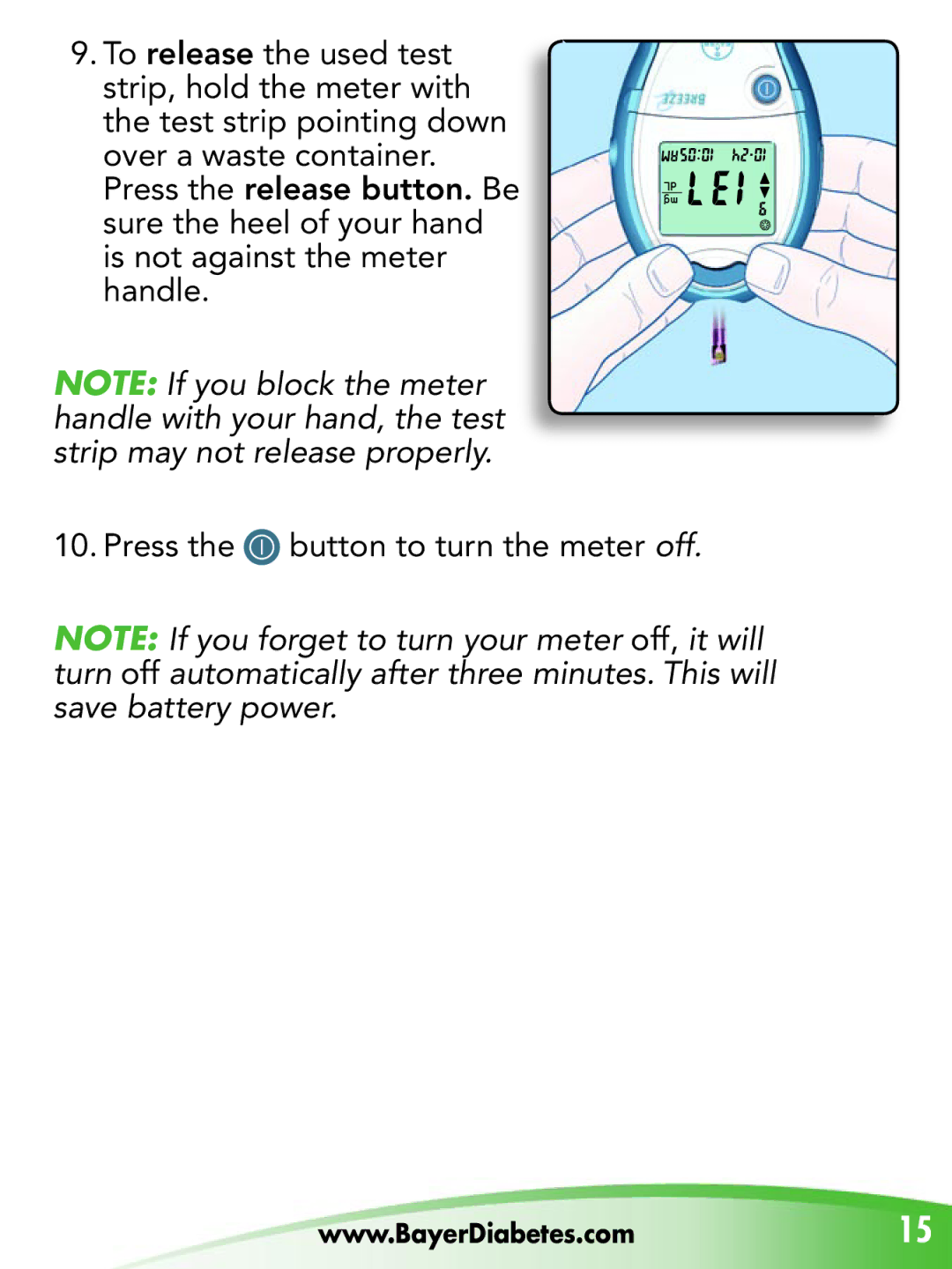 Bayer HealthCare Breeze 2 manual Strip may not release properly 