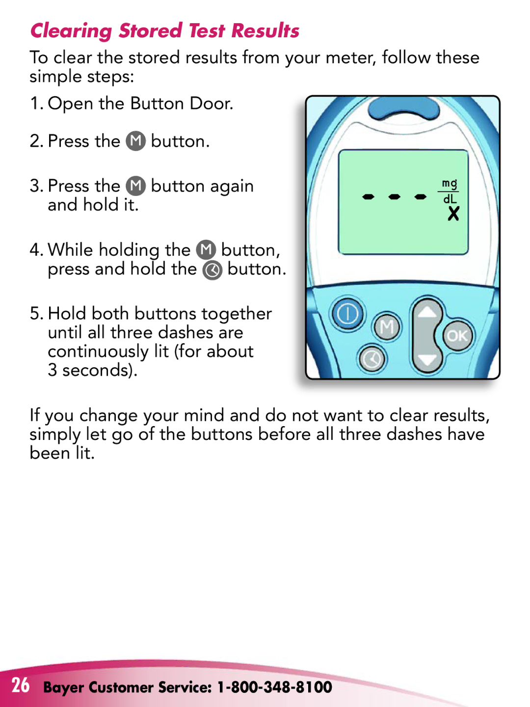 Bayer HealthCare Breeze 2 manual Clearing Stored Test Results 