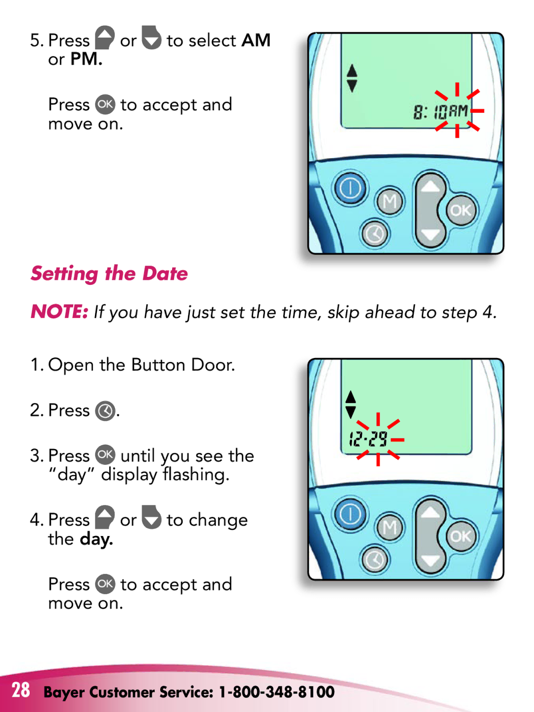 Bayer HealthCare Breeze 2 manual Setting the Date 