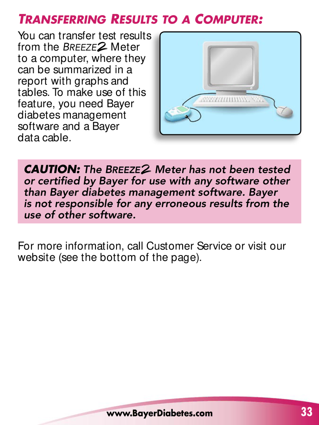 Bayer HealthCare Breeze 2 manual TransferrIng resulTs To a ComPuTer 