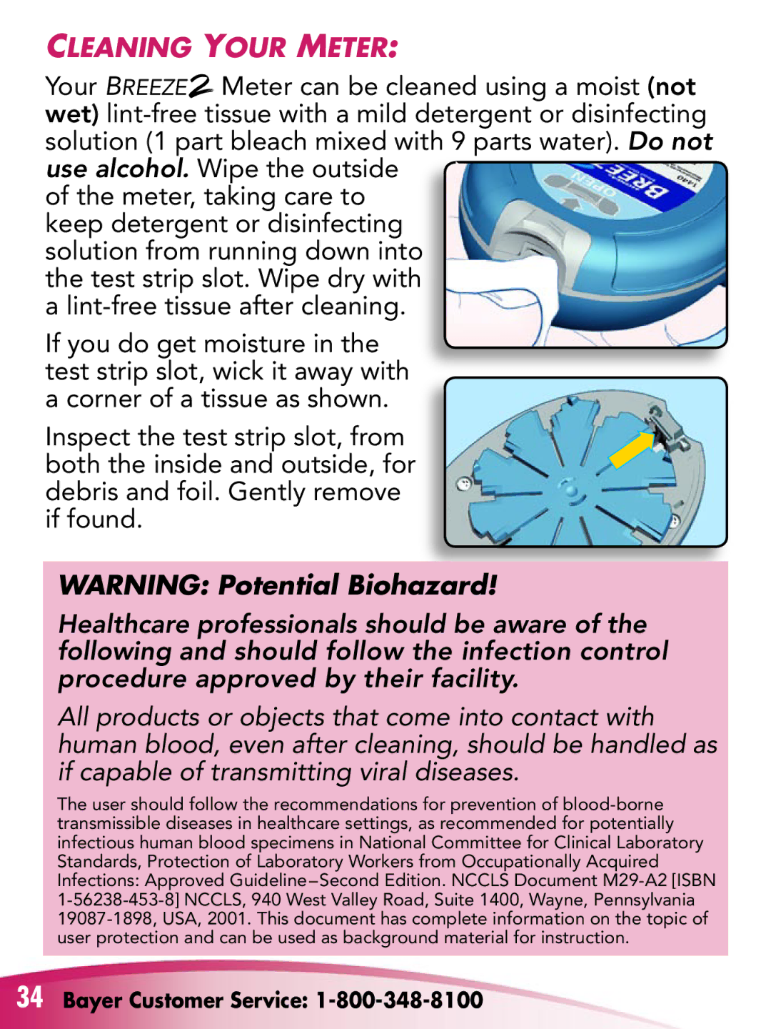 Bayer HealthCare Breeze 2 manual CleanIng your meTer 