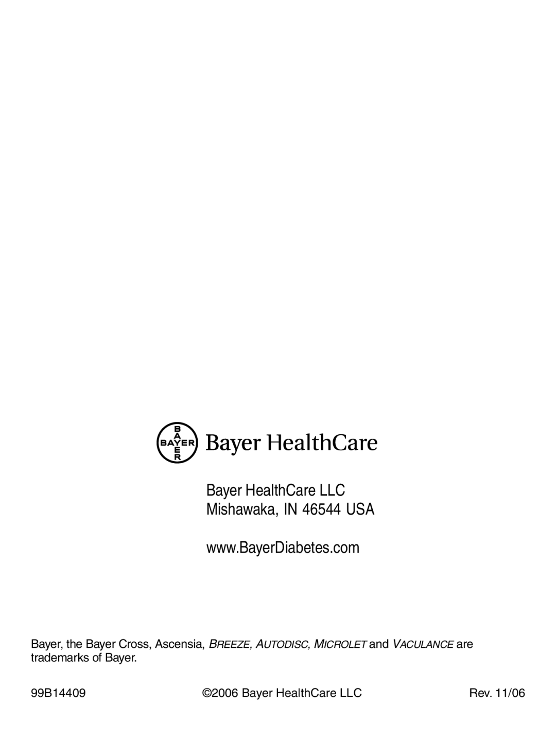 Bayer HealthCare Breeze 2 manual Bayer HealthCare LLC Mishawaka, in 46544 USA 