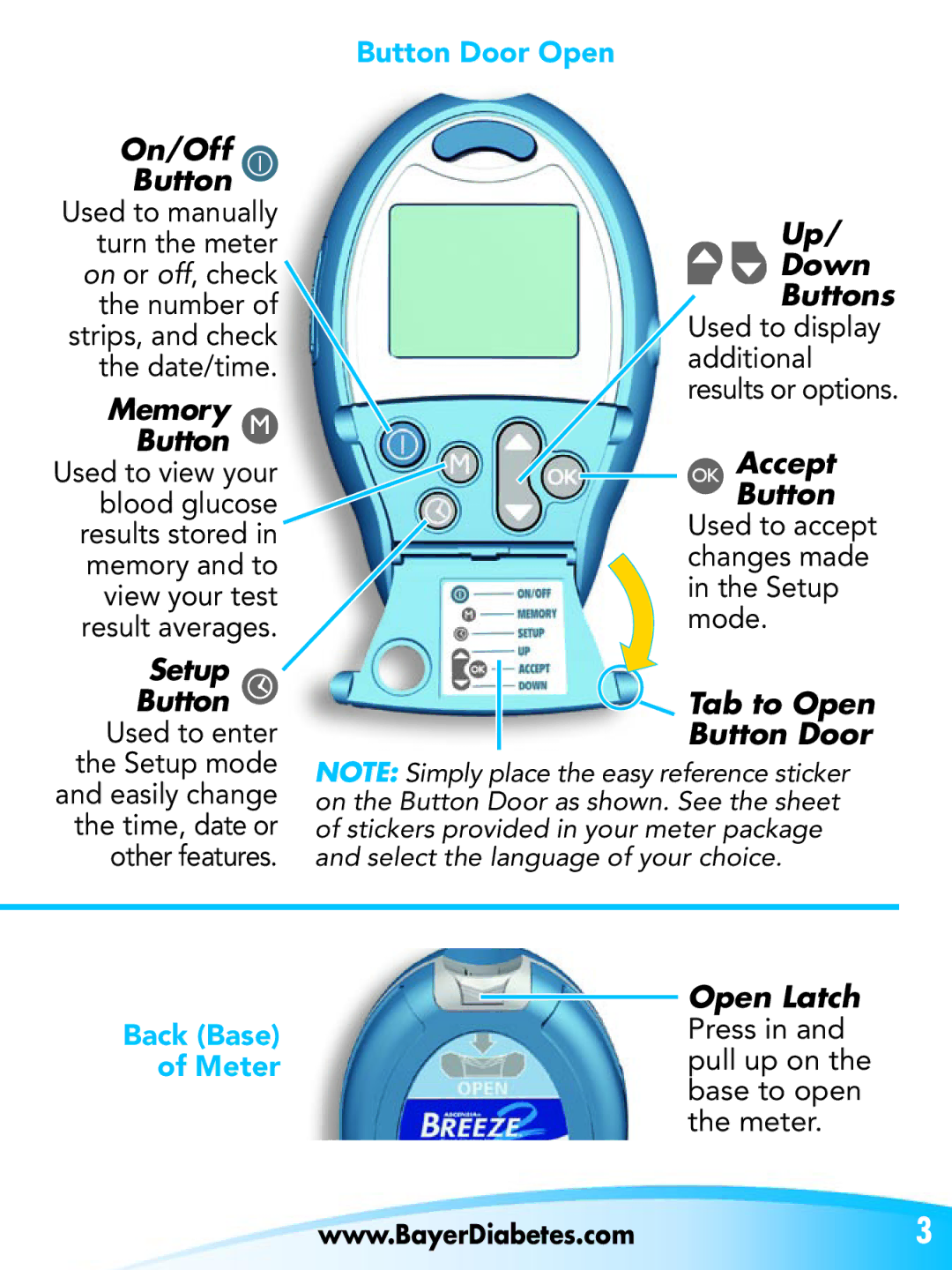 Bayer HealthCare Breeze 2 manual Down Buttons 