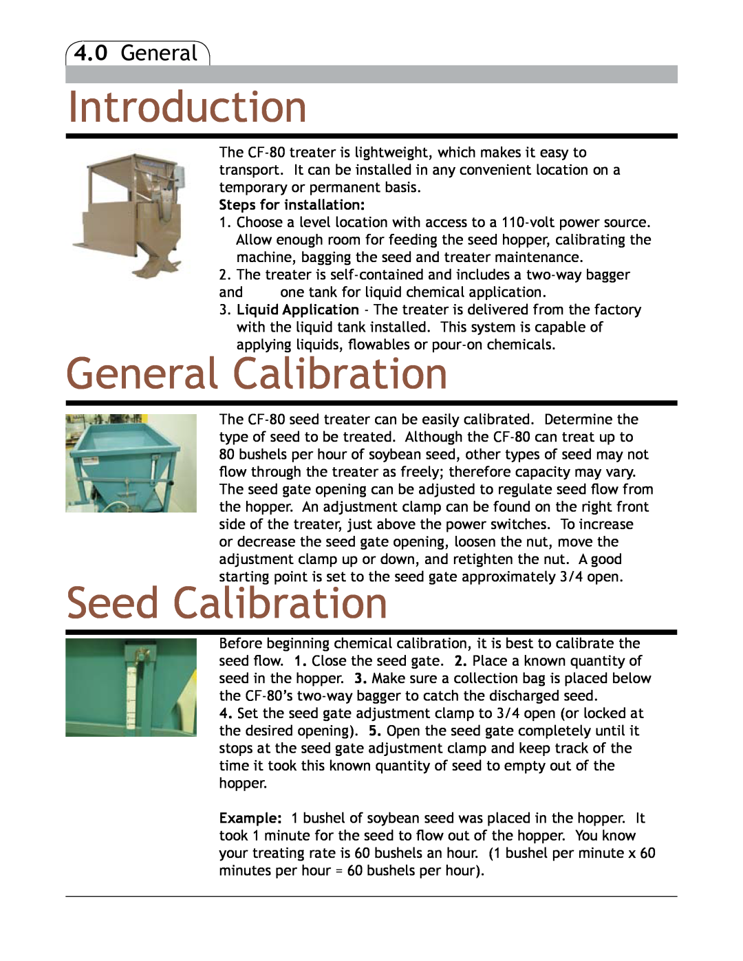 Bayer HealthCare CF-80 manual Introduction, General Calibration, Seed Calibration, Steps for installation 