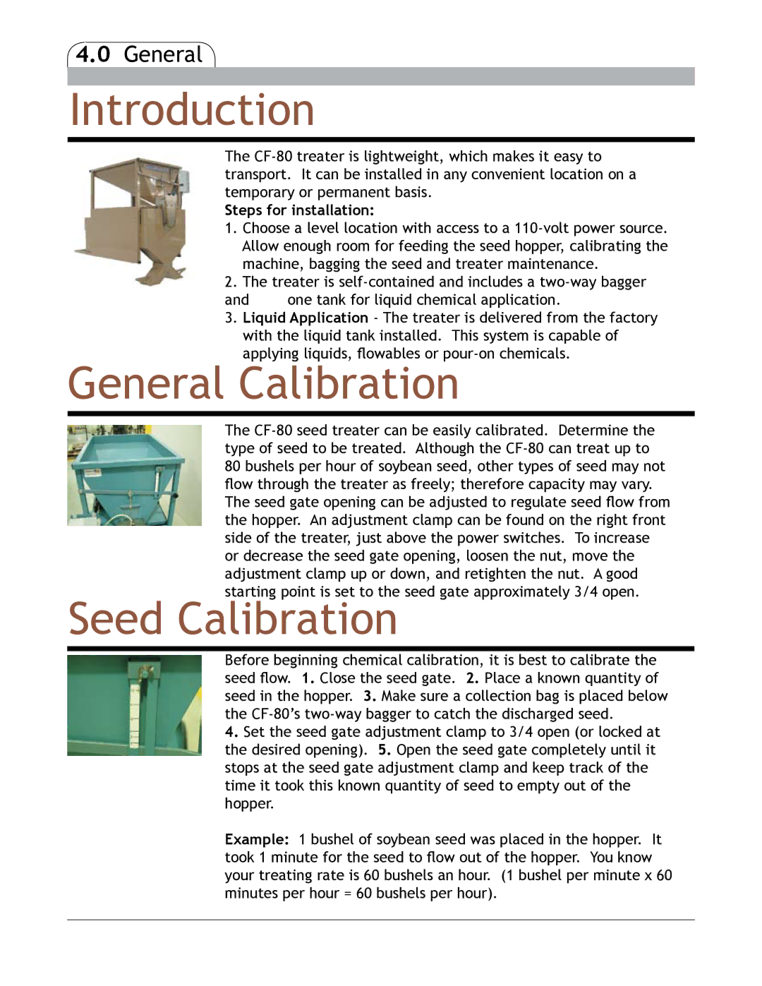 Bayer HealthCare CF-80 manual Introduction, General Calibration, Seed Calibration, Steps for installation 