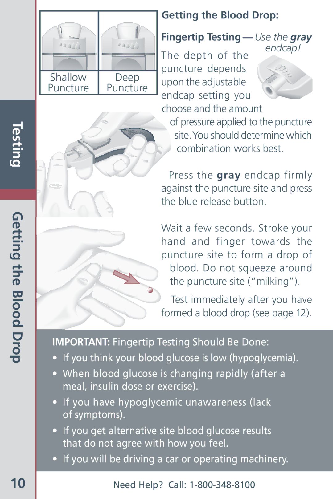 Bayer HealthCare CONTOUR Blood Glucose Meter and Ascensia CONTOURTM Test Strips manual Testing Getting the Blood, Drop 