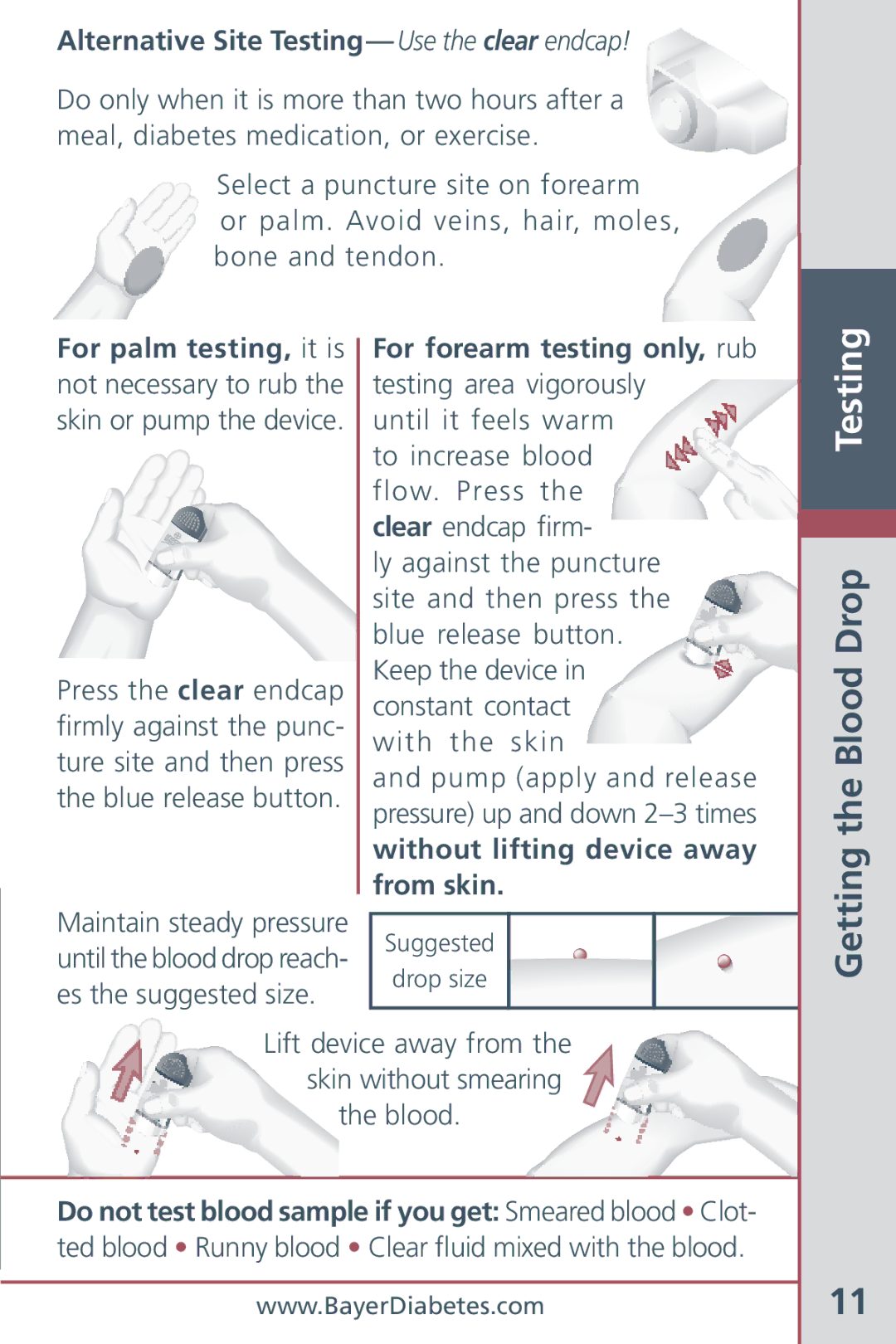 Bayer HealthCare CONTOUR Blood Glucose Meter and Ascensia CONTOURTM Test Strips manual Getting the Blood Drop Testing 