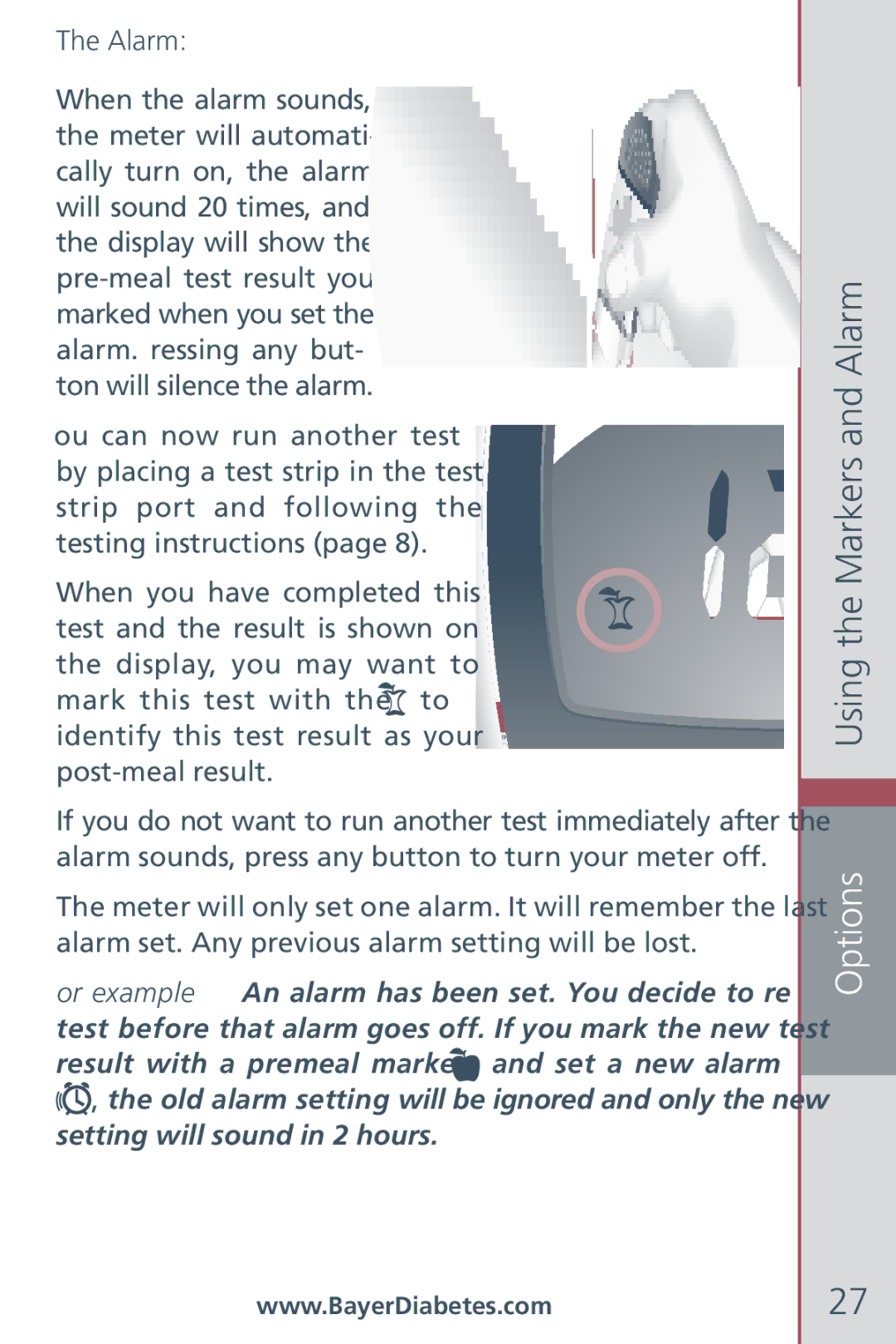 Bayer HealthCare CONTOUR Blood Glucose Meter and Ascensia CONTOURTM Test Strips manual Alarm 