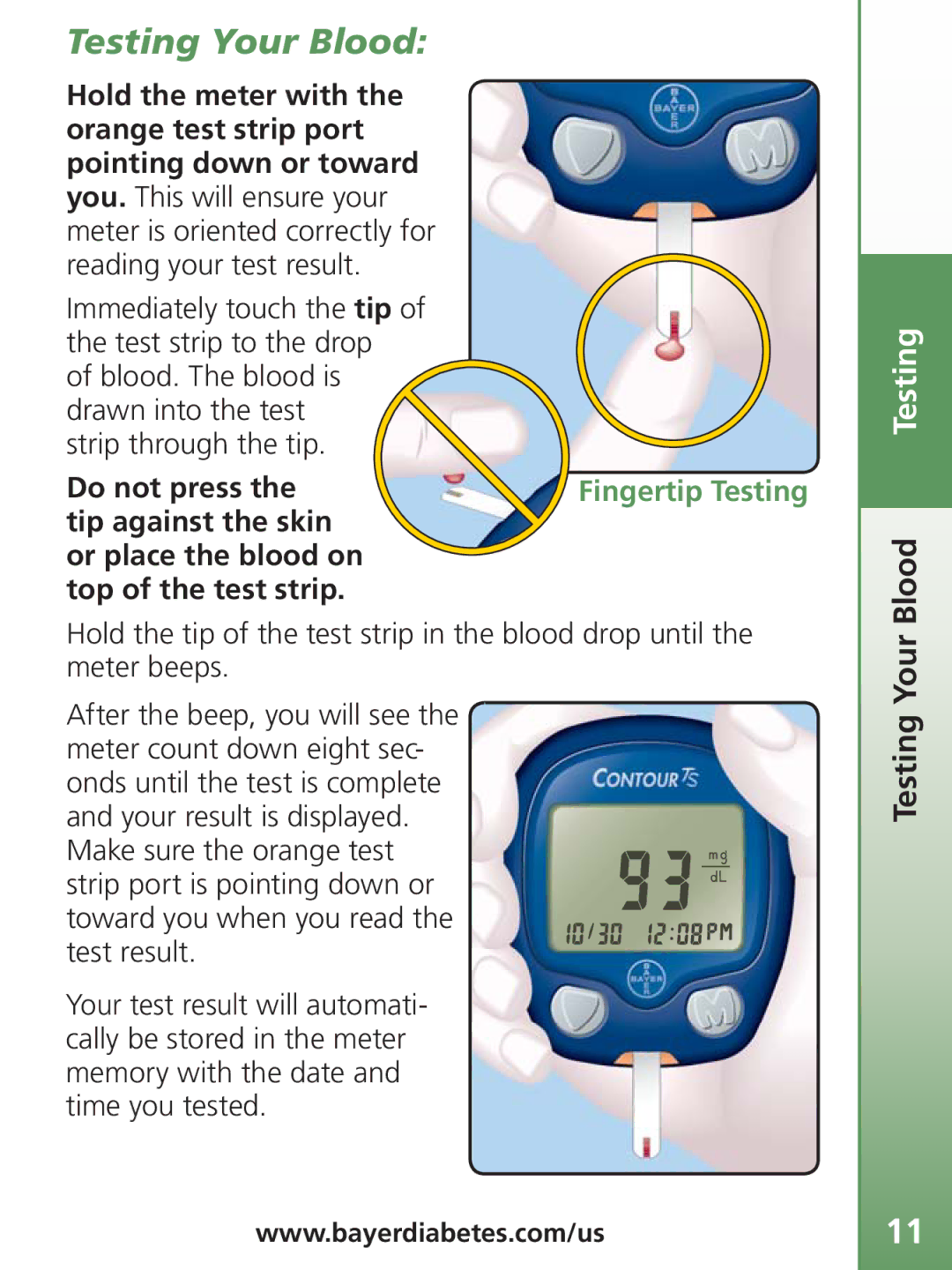 Bayer HealthCare TS manual Testing Your Blood Testing 