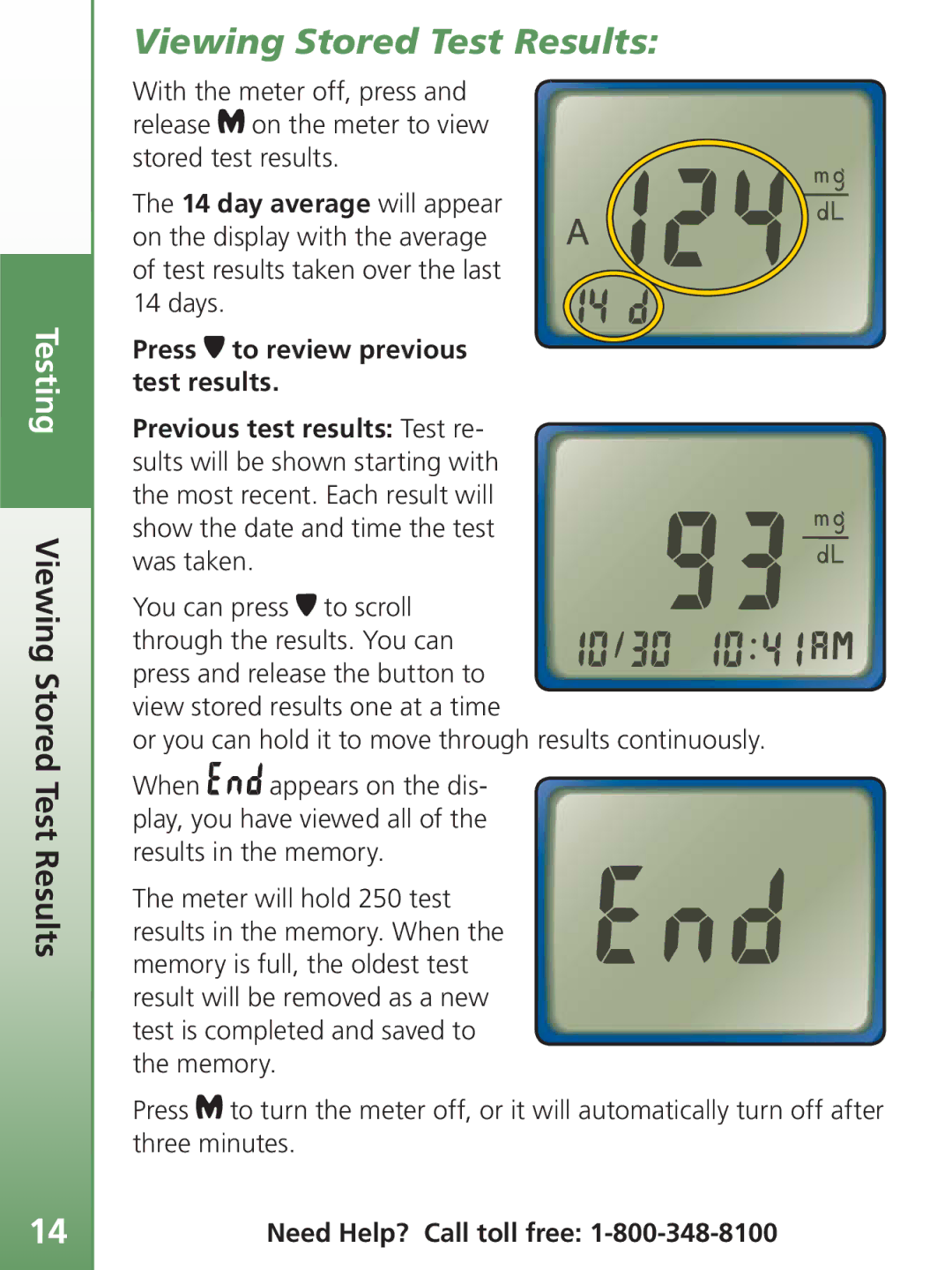 Bayer HealthCare TS manual Testing Viewing Stored Test Results 