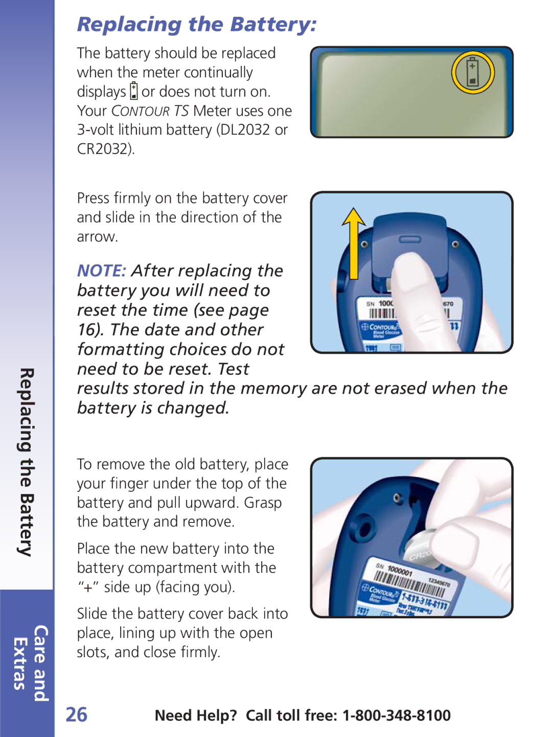 Bayer HealthCare TS manual Replacing the Battery 