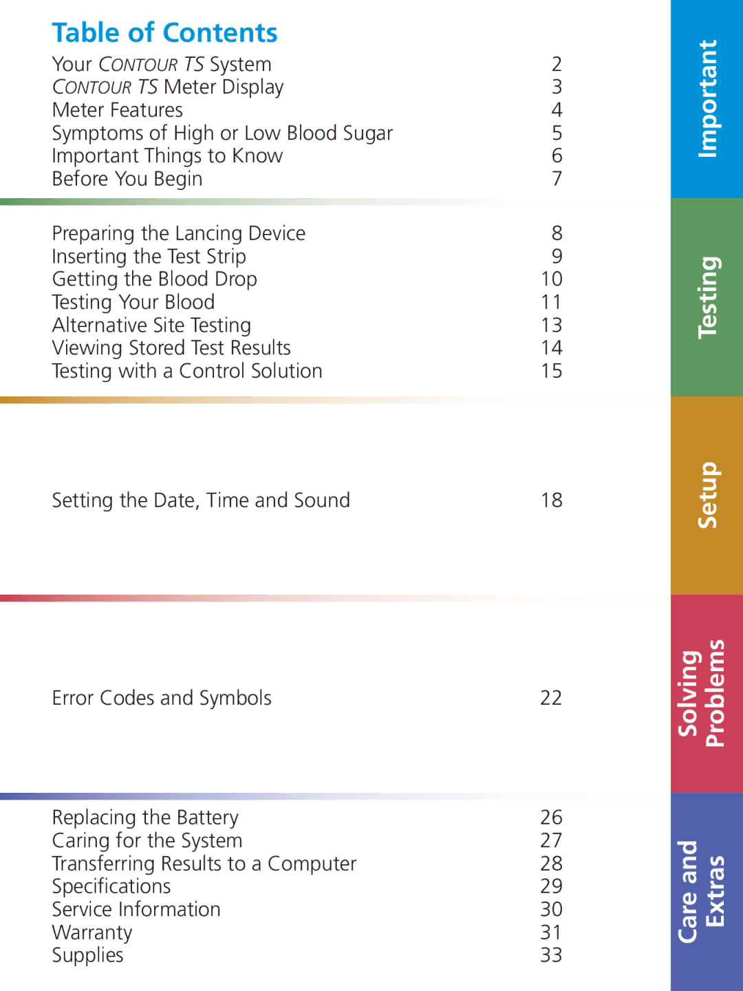 Bayer HealthCare TS manual Table of Contents 