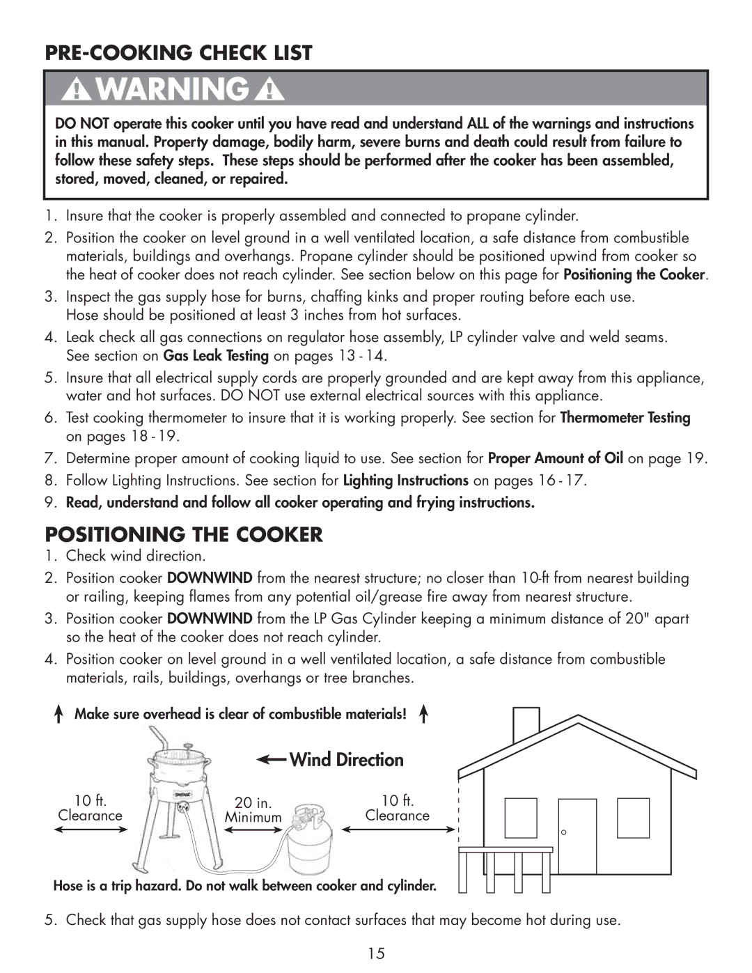 Bayou Classic 2212 owner manual PRE-COOKING Check List, Positioning the Cooker 