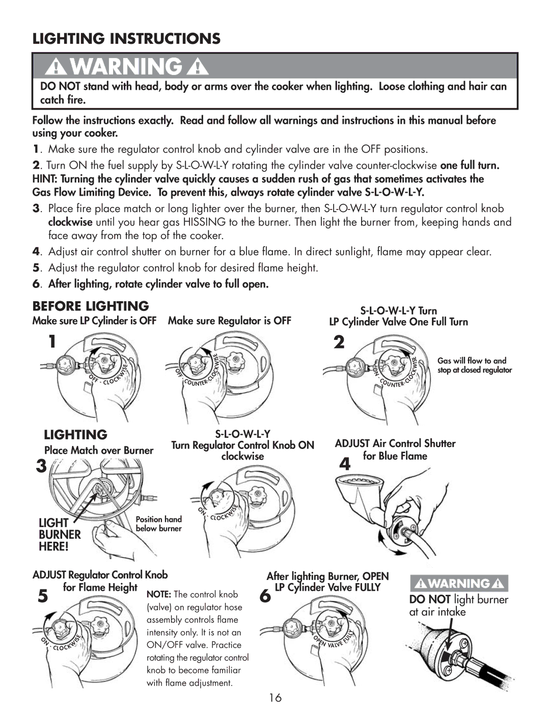 Bayou Classic 2212 owner manual Lighting Instructions, Before Lighting 