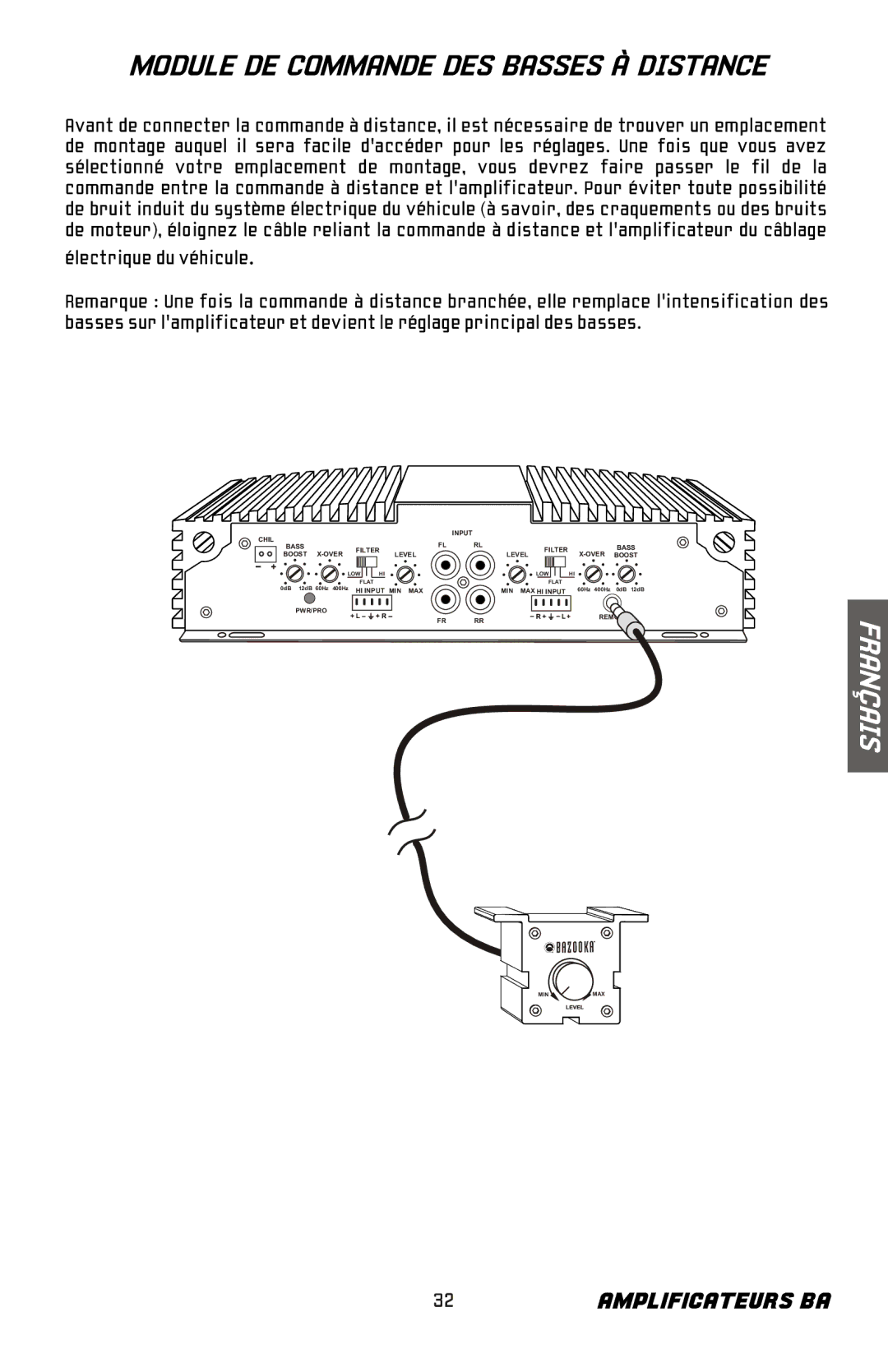 Bazooka BA2100, BA2150HC, BA260, BA460 manual Module DE Commande DES Basses À Distance 