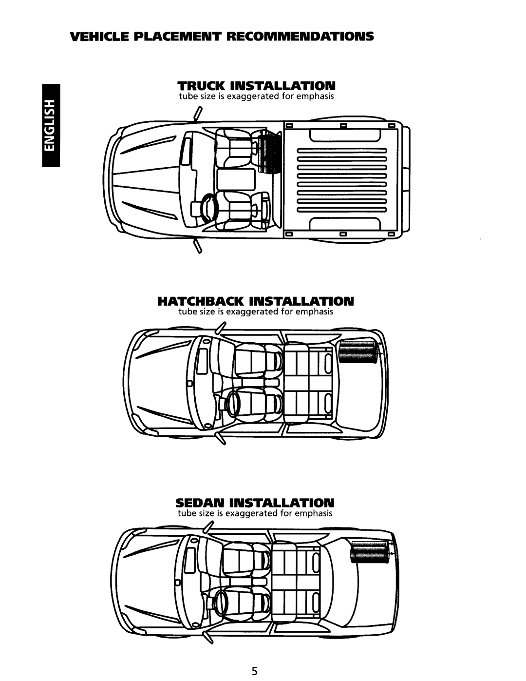 Bazooka BTA10250D manual Vehicle Placement Recommendations Truck Installation 