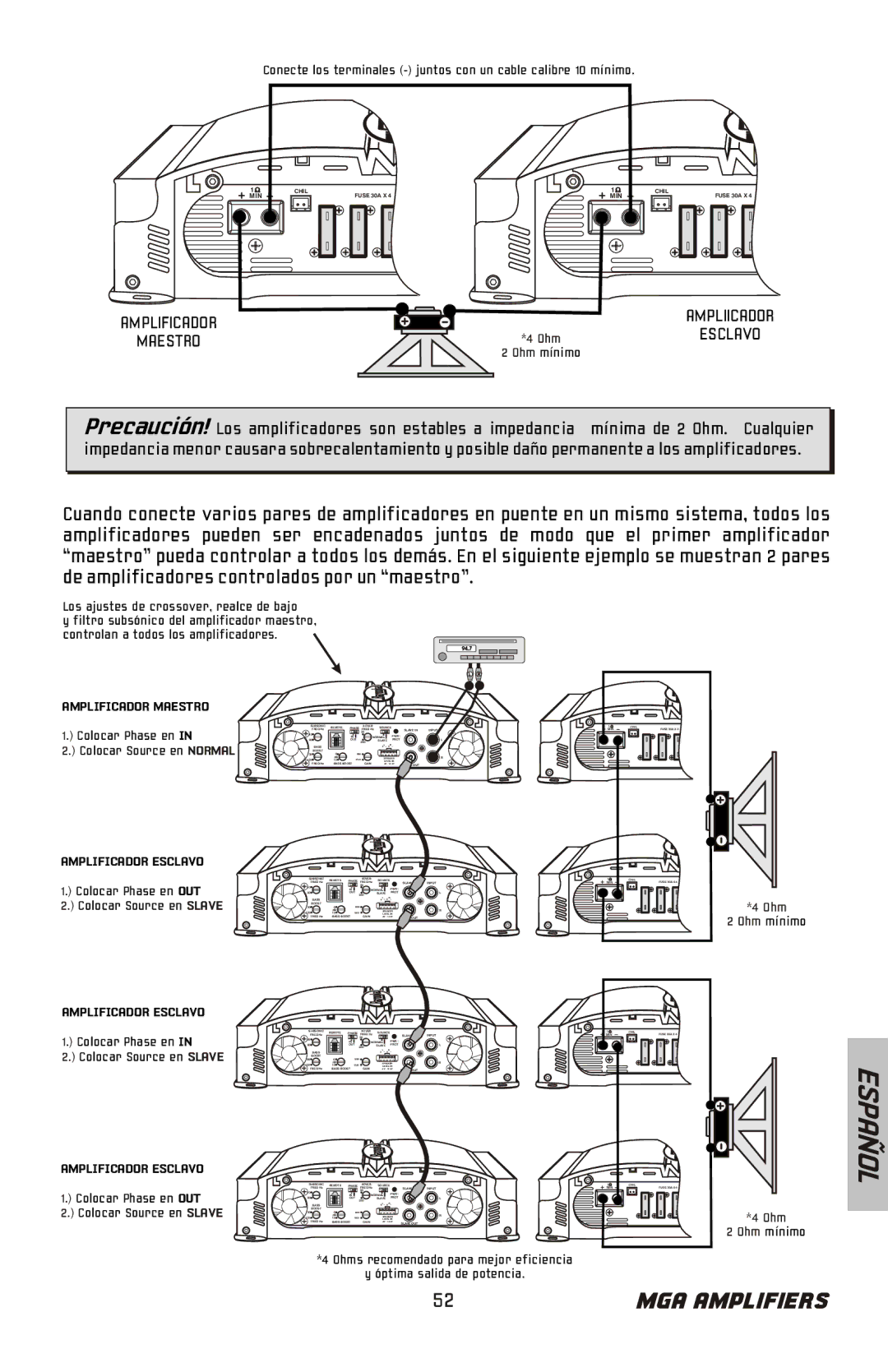 Bazooka MGA11000H, MGA11500H manual Español 