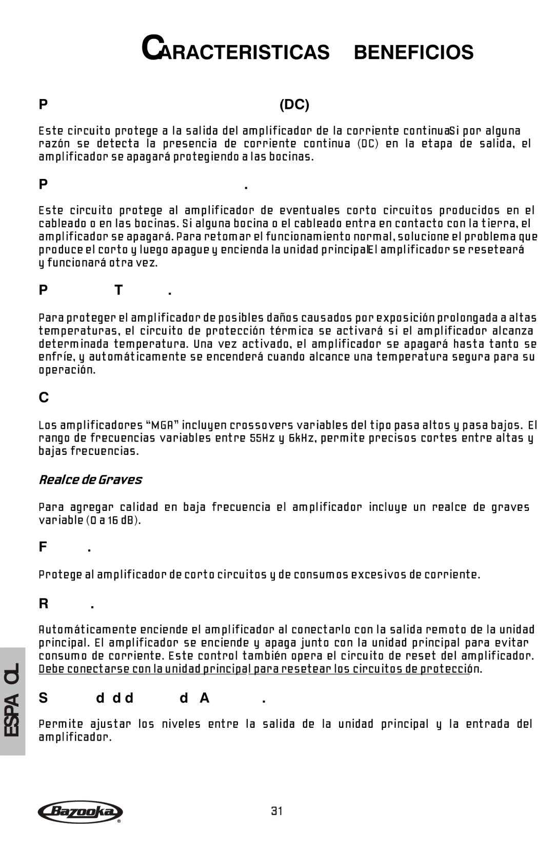 Bazooka MGA4150 manual Caracteristicas Y Beneficios 